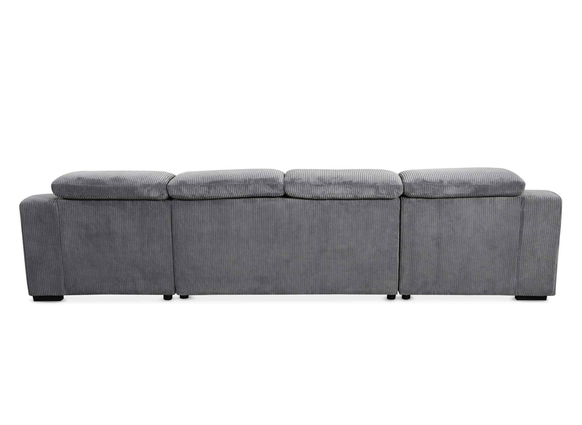 Canapé panoramique convertible avec 2 coffres en velours côtelé épais gris VELORA