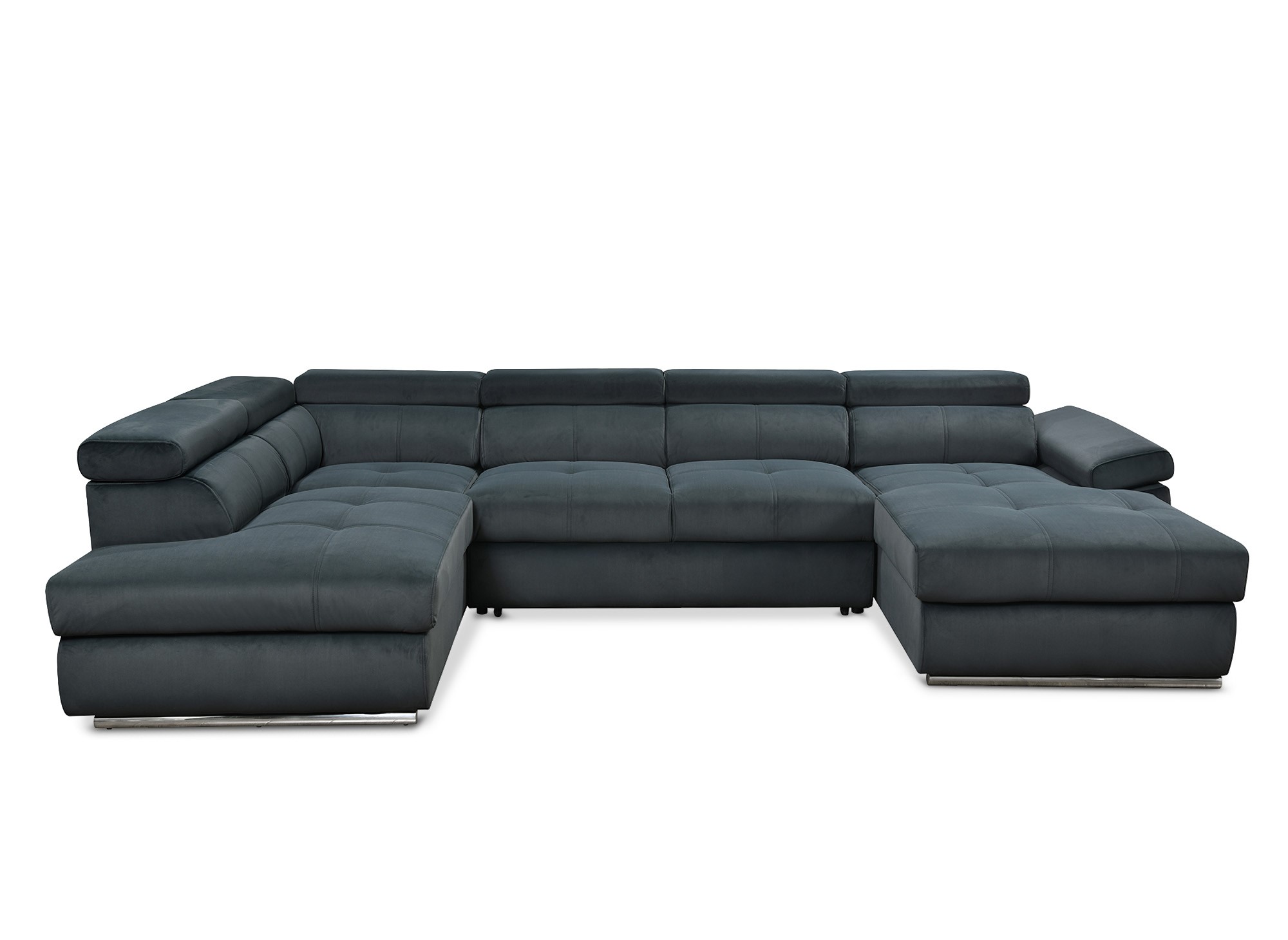 Canapé panoramique convertible avec coffre en velours gris MARIANO- Angle droit