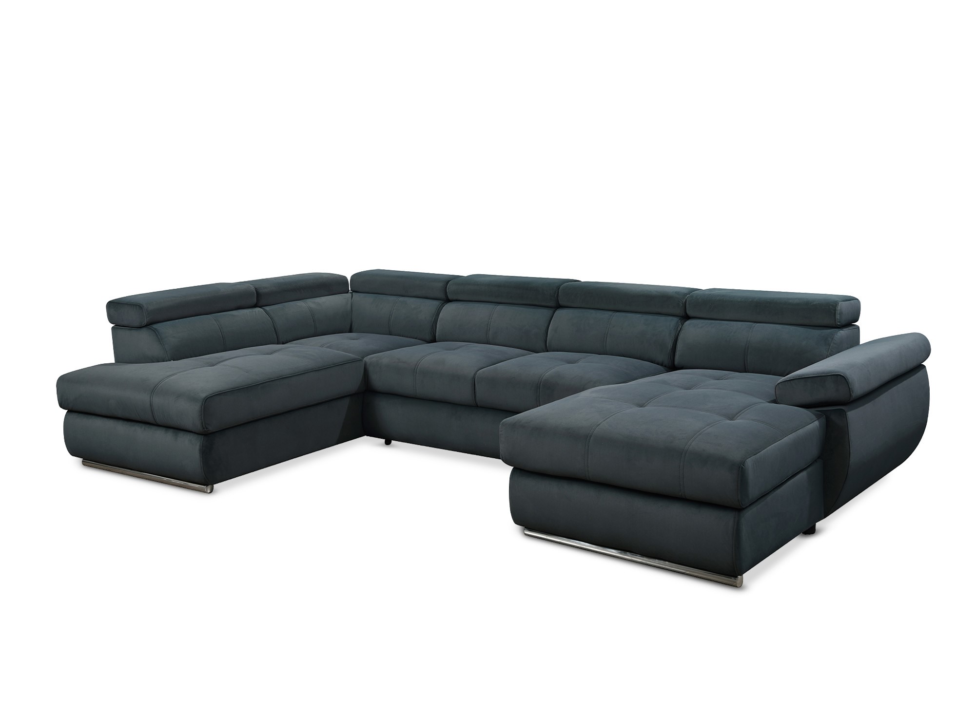 Canapé panoramique convertible avec coffre en velours gris MARIANO- Angle droit