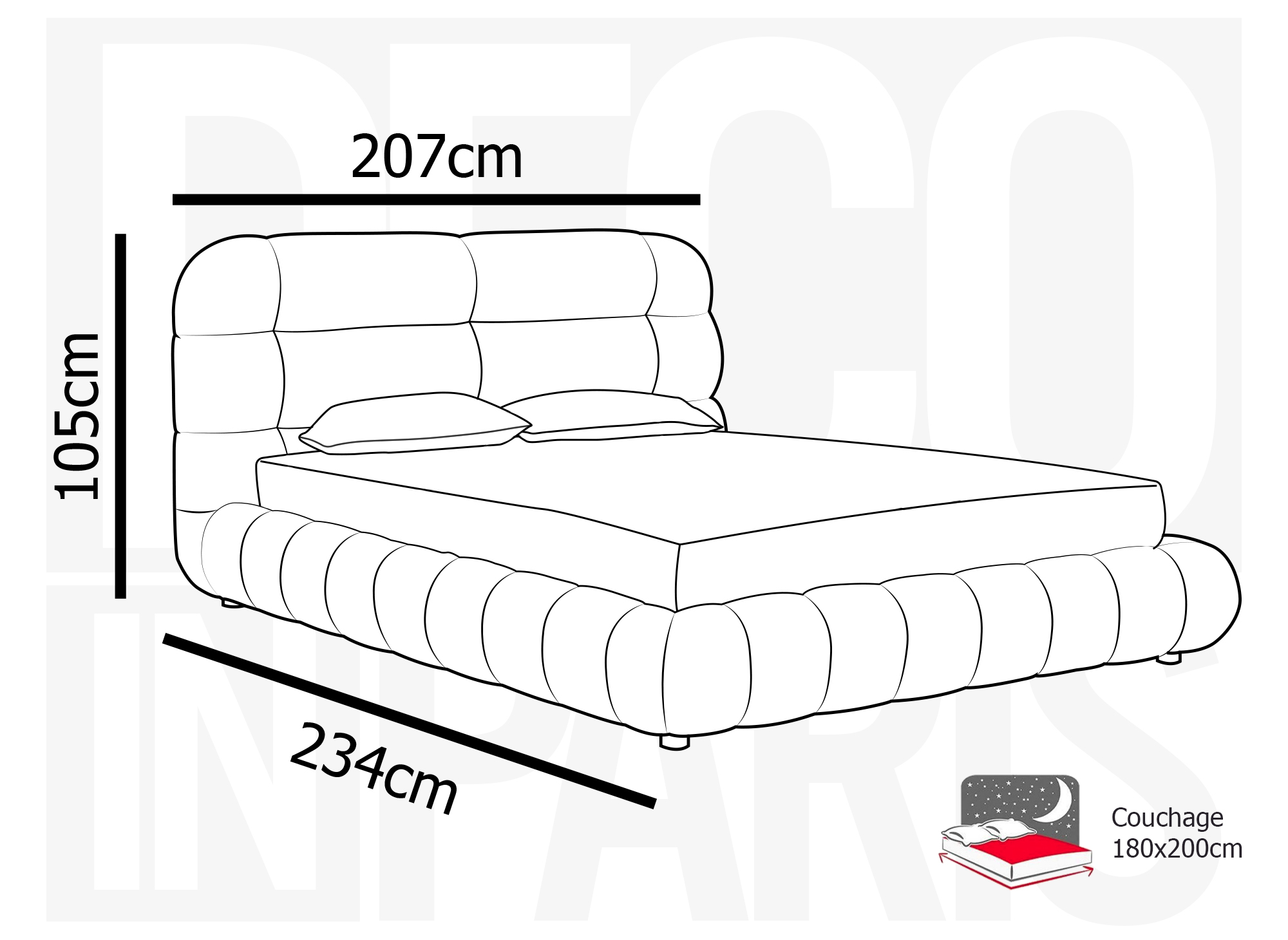 Lit coffre en tissu bouclette écru 180x200 cm YOURI