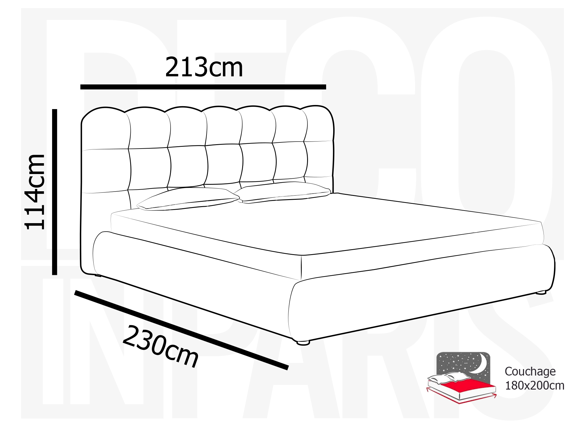 Lit double en tissu bouclette beige 180x200cm BISCUIT