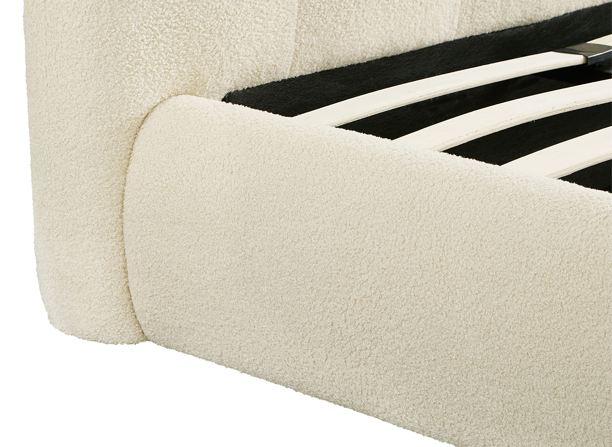 Lit double en tissu bouclette beige 180x200cm BISCUIT