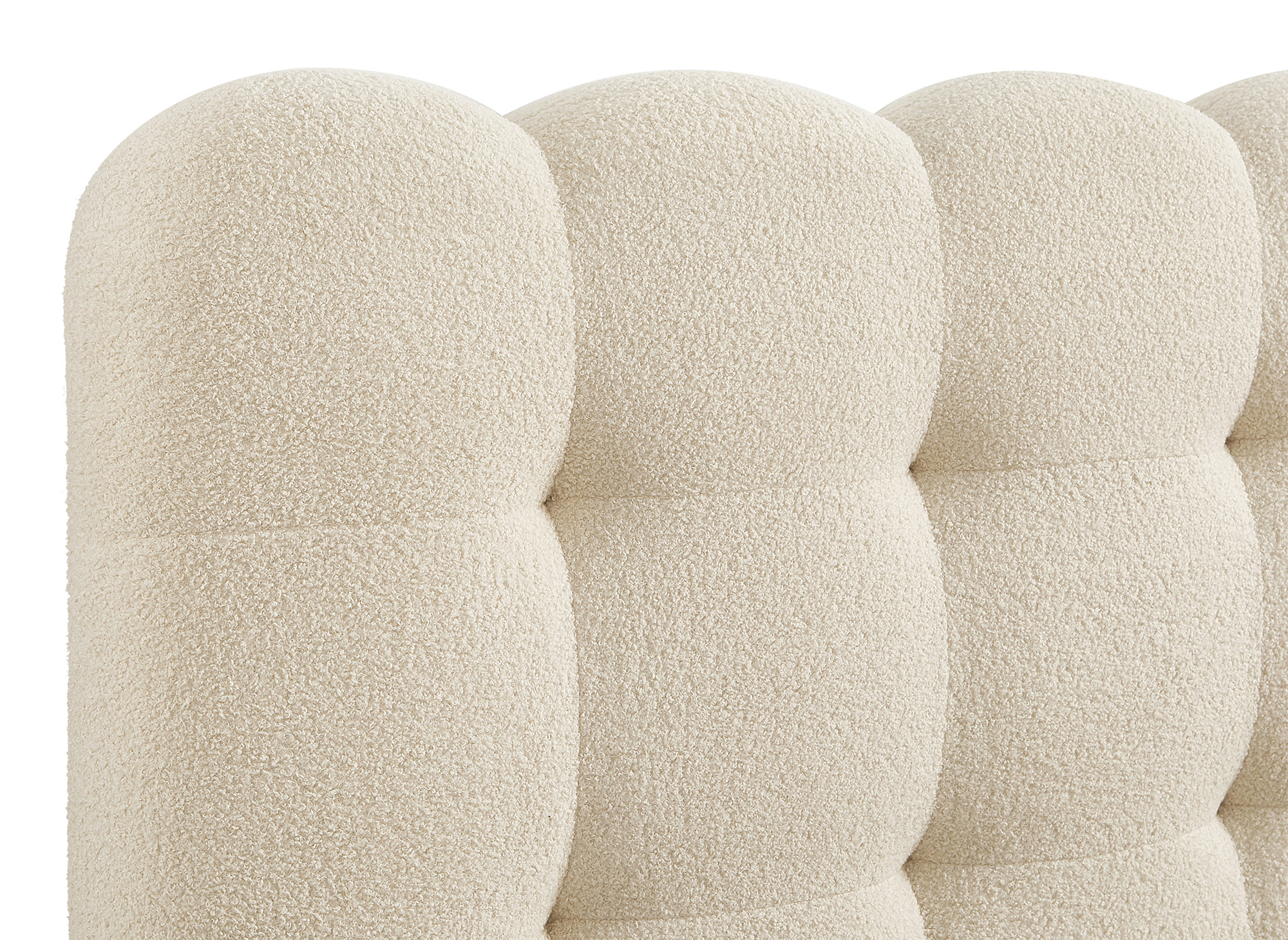 Lit double en tissu bouclette beige 180x200cm BISCUIT