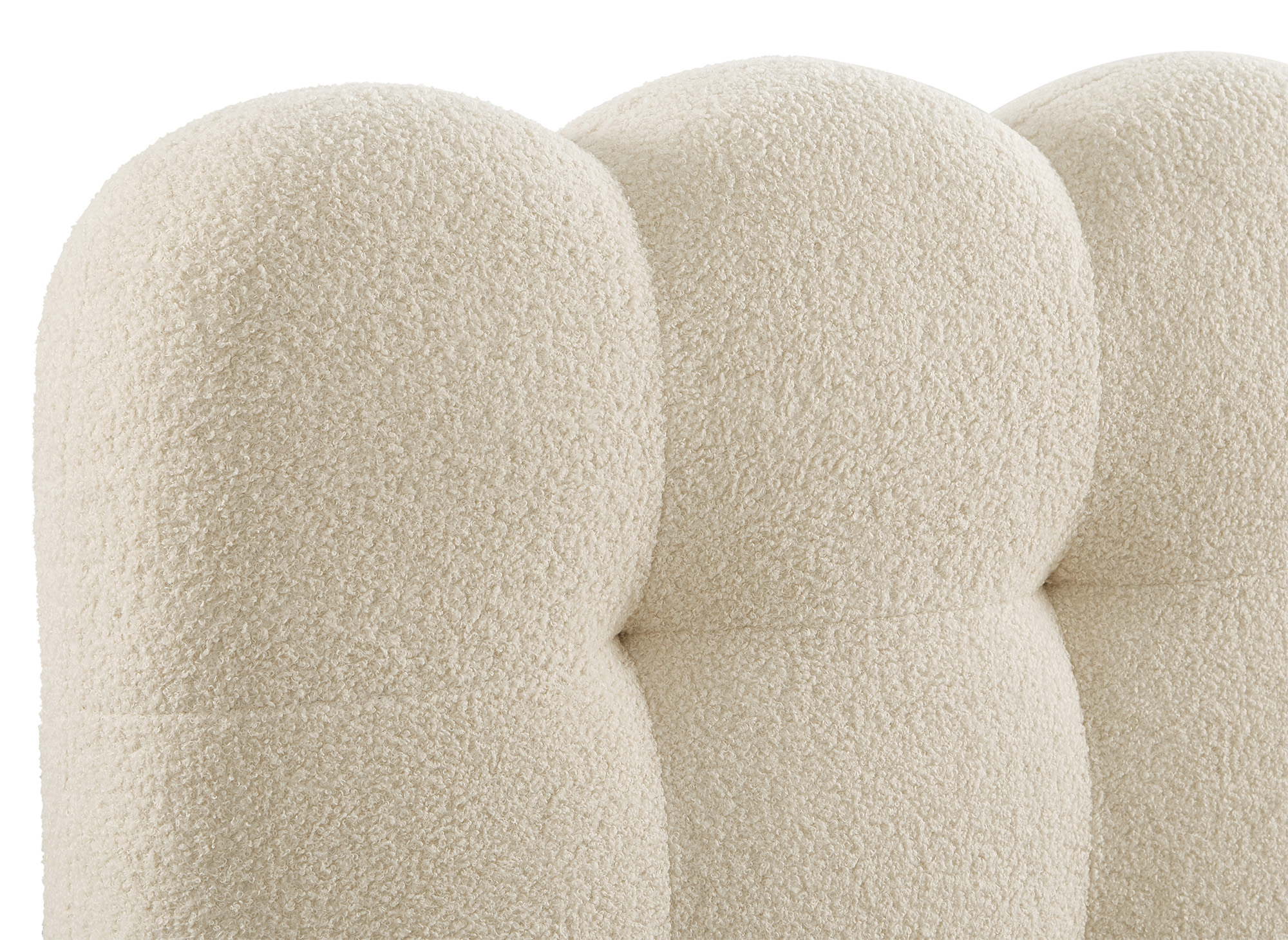 Lit double en tissu bouclette beige 160x200cm BISCUIT