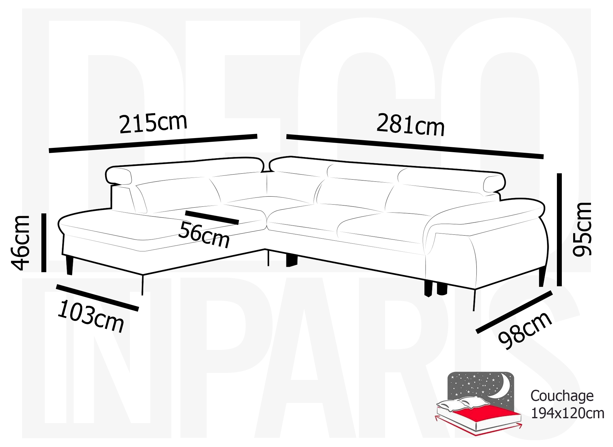 Canapé d'angle convertible avec coffre de rangement en velours gris SWAN - Angle gauche