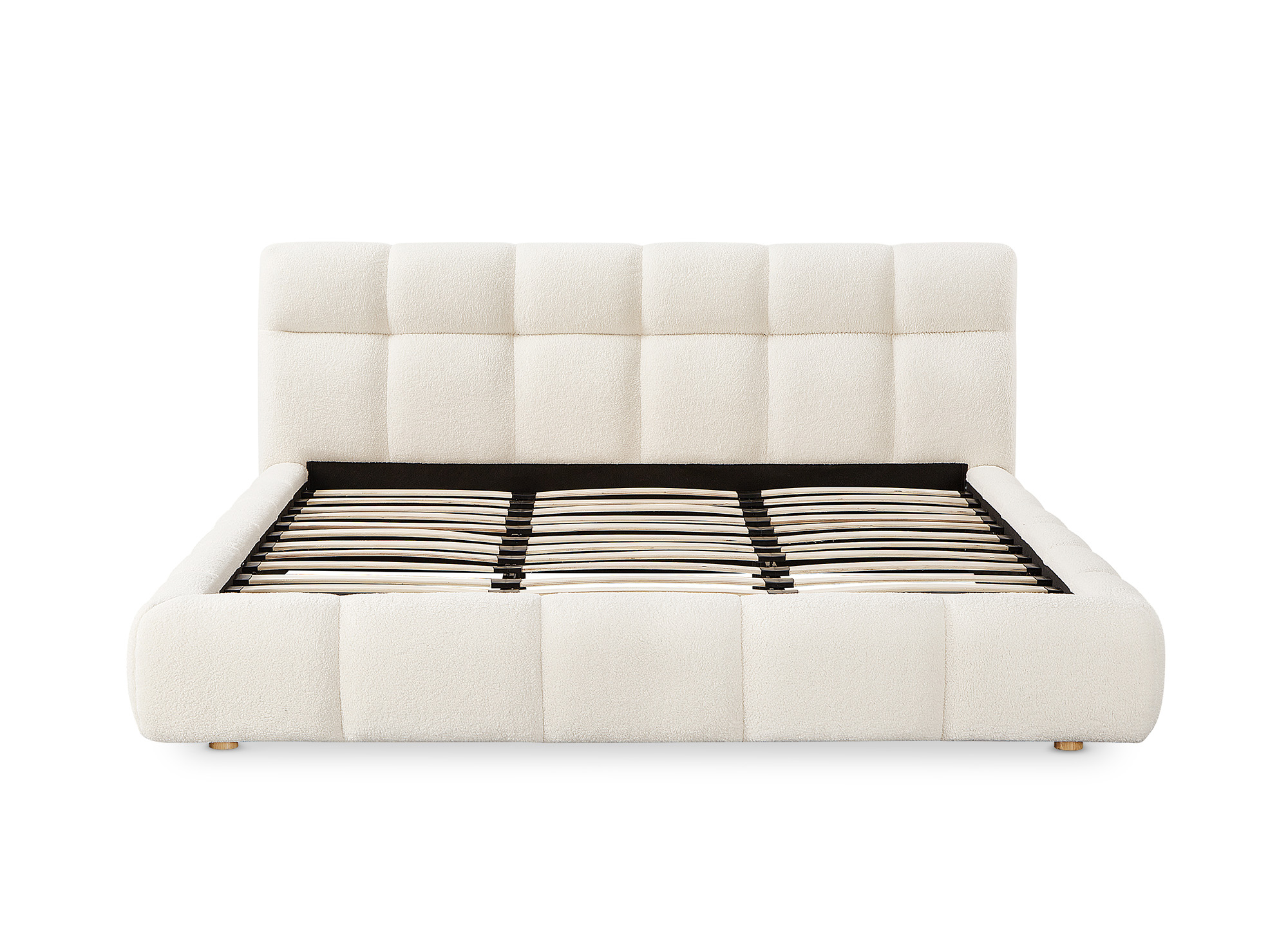 Lit double en tissu bouclette écru 180x200 cm GEORGINA