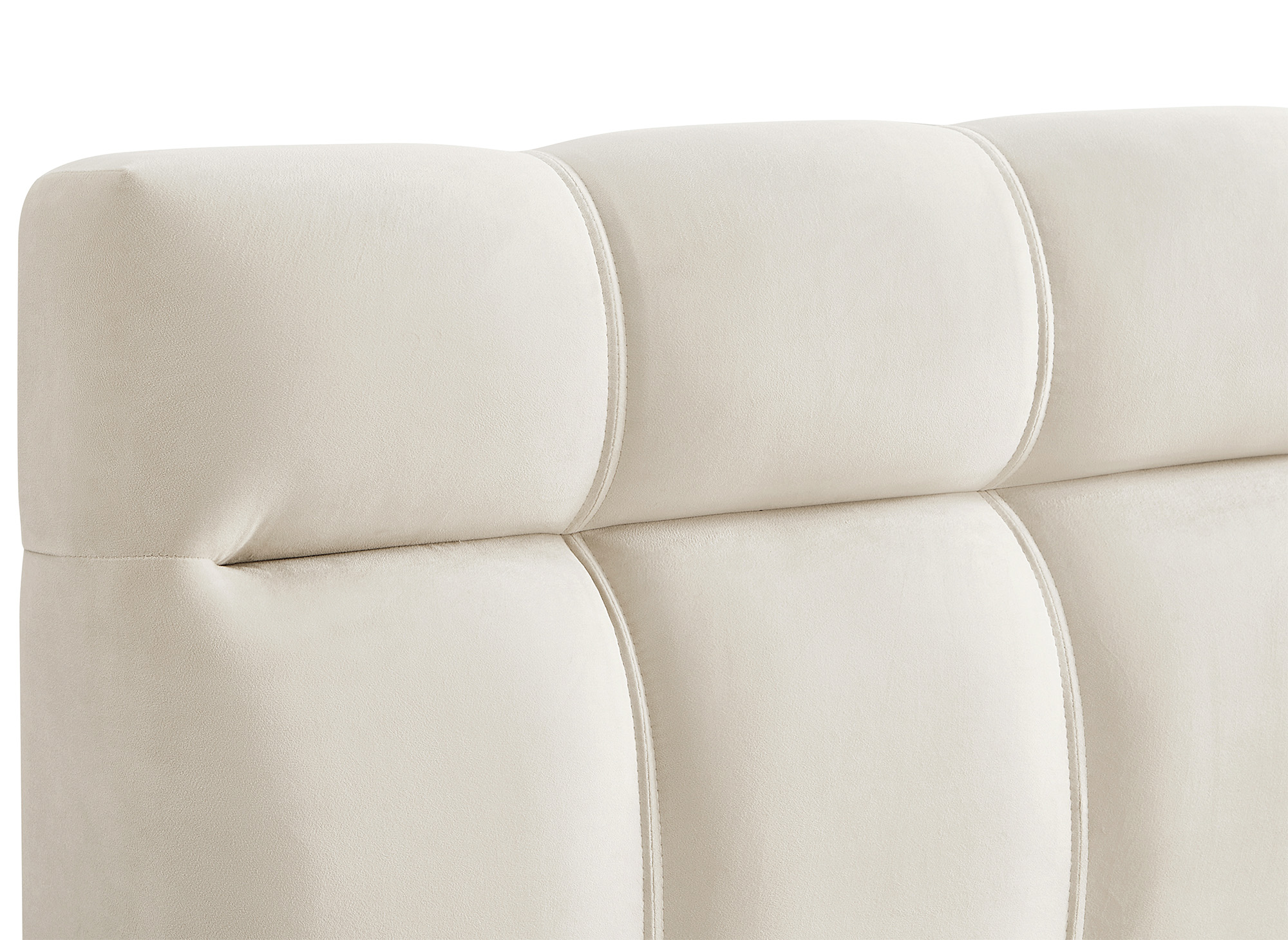 Lit double en velours beige 160x200 cm GEORGINA