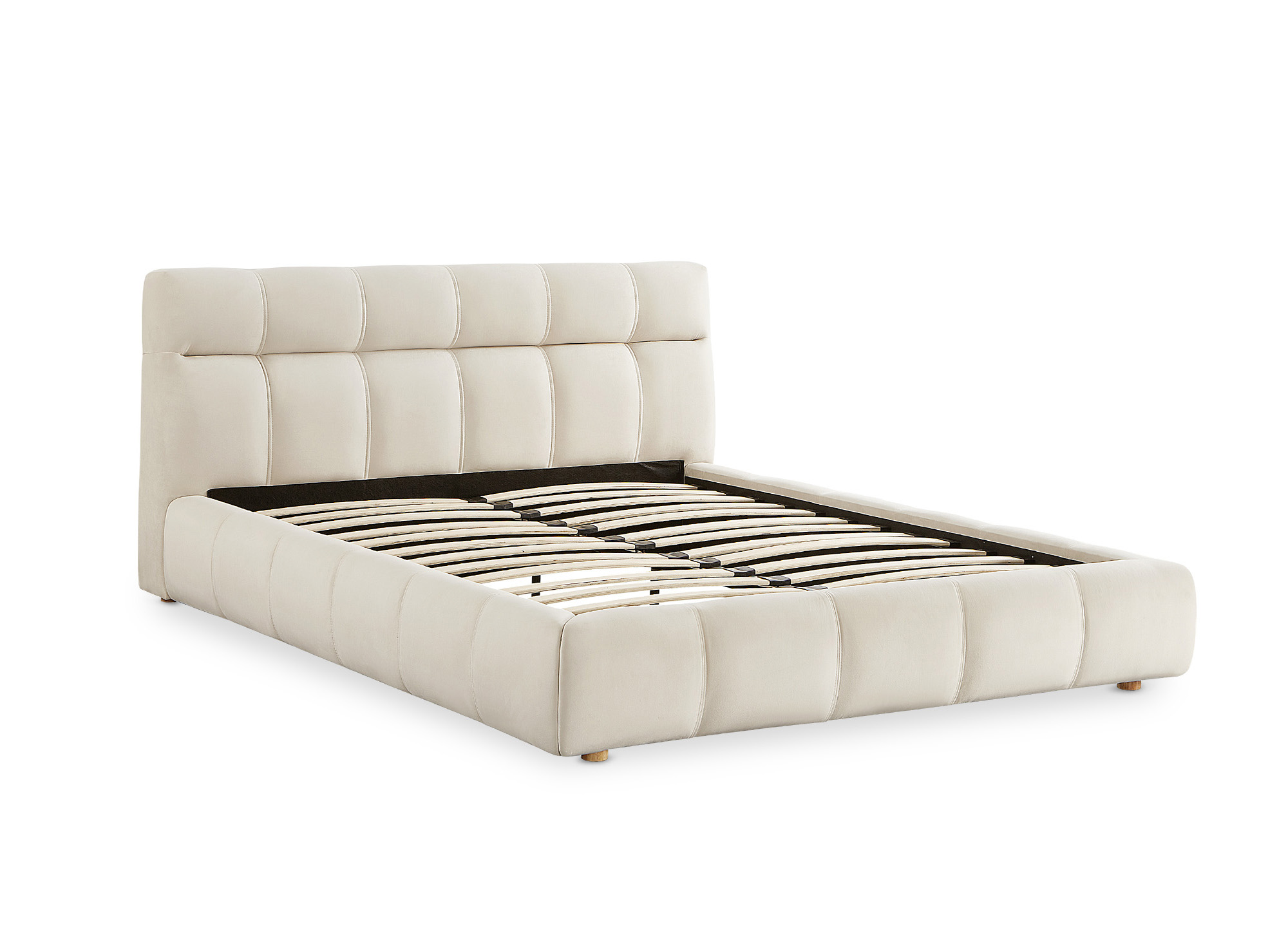 Lit double en velours beige 160x200 cm GEORGINA