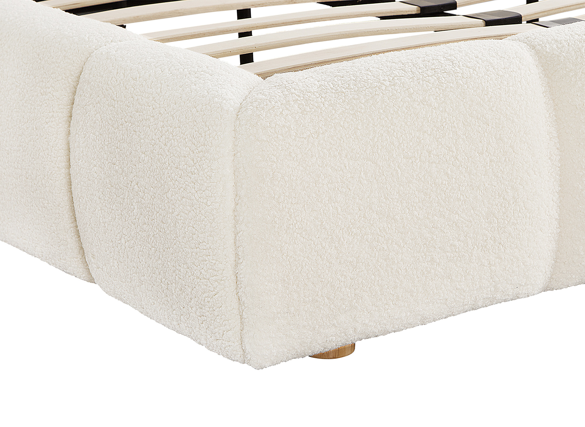Lit double en tissu bouclette écru 140x190 cm GEORGINA