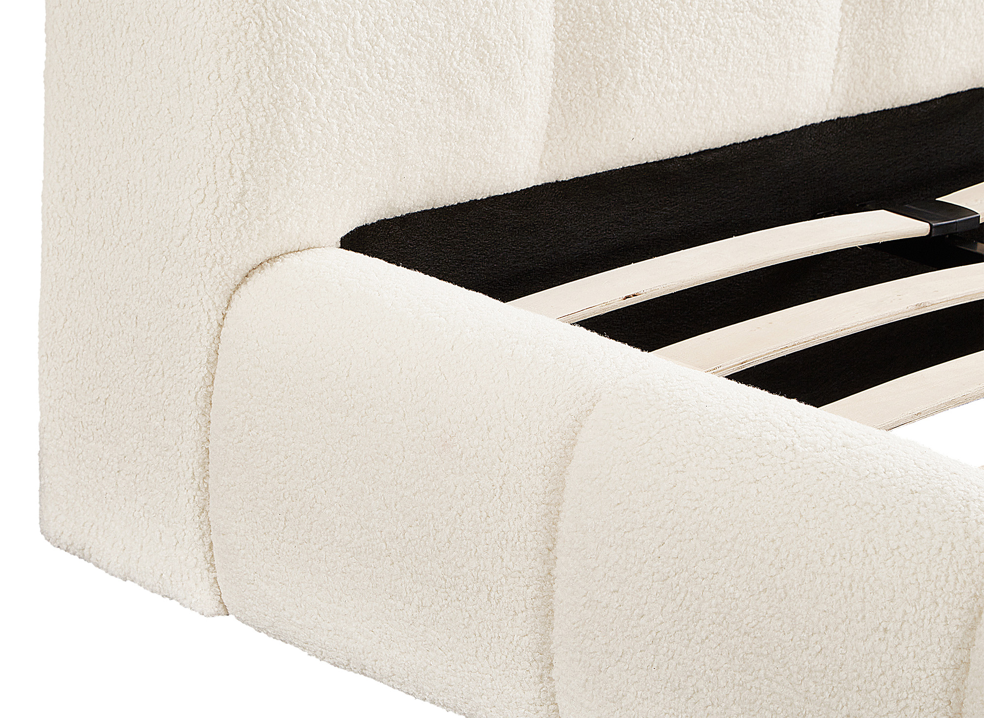Lit double en tissu bouclette écru 140x190 cm GEORGINA