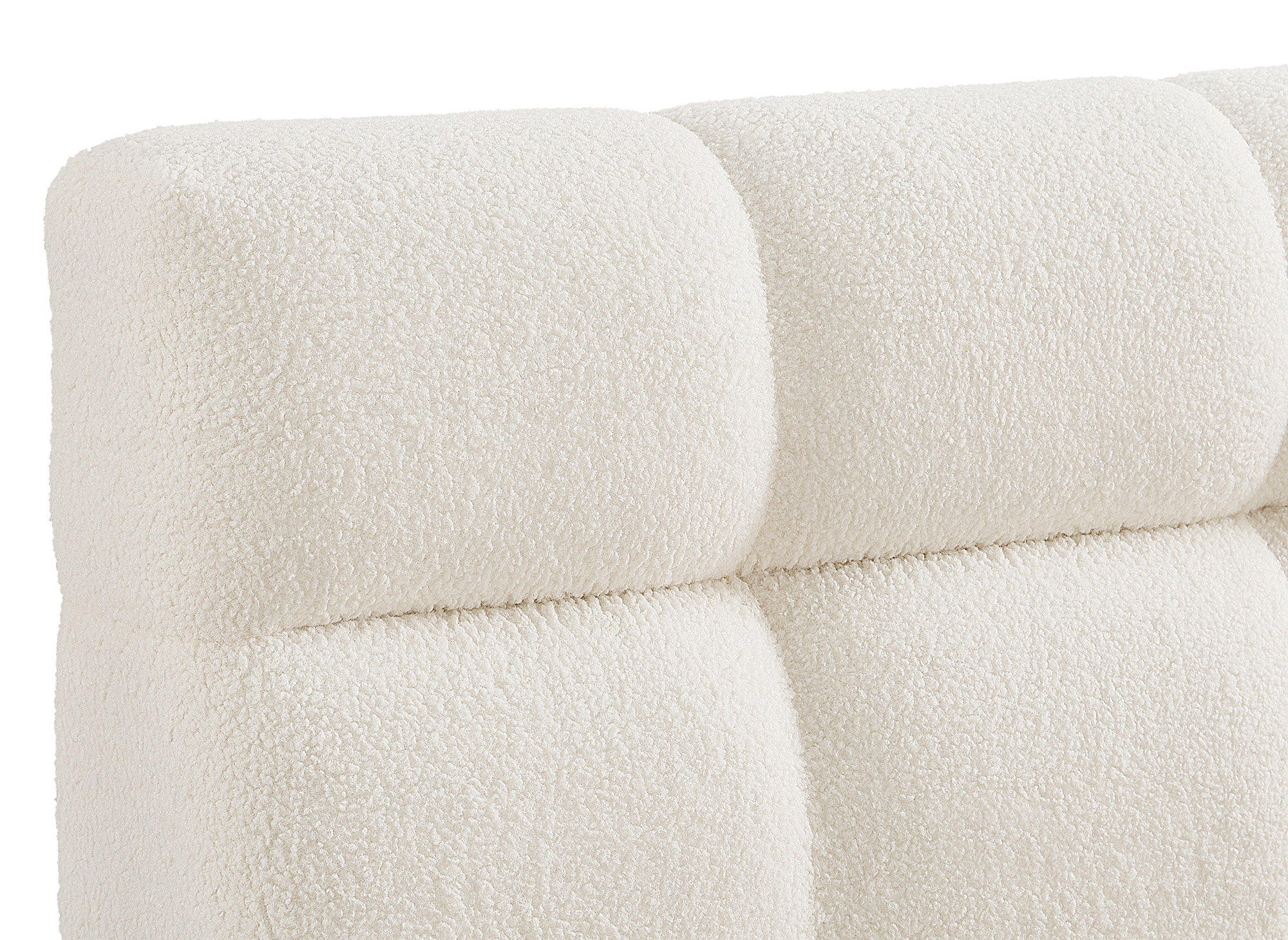 Lit double en tissu bouclette écru 140x190 cm GEORGINA