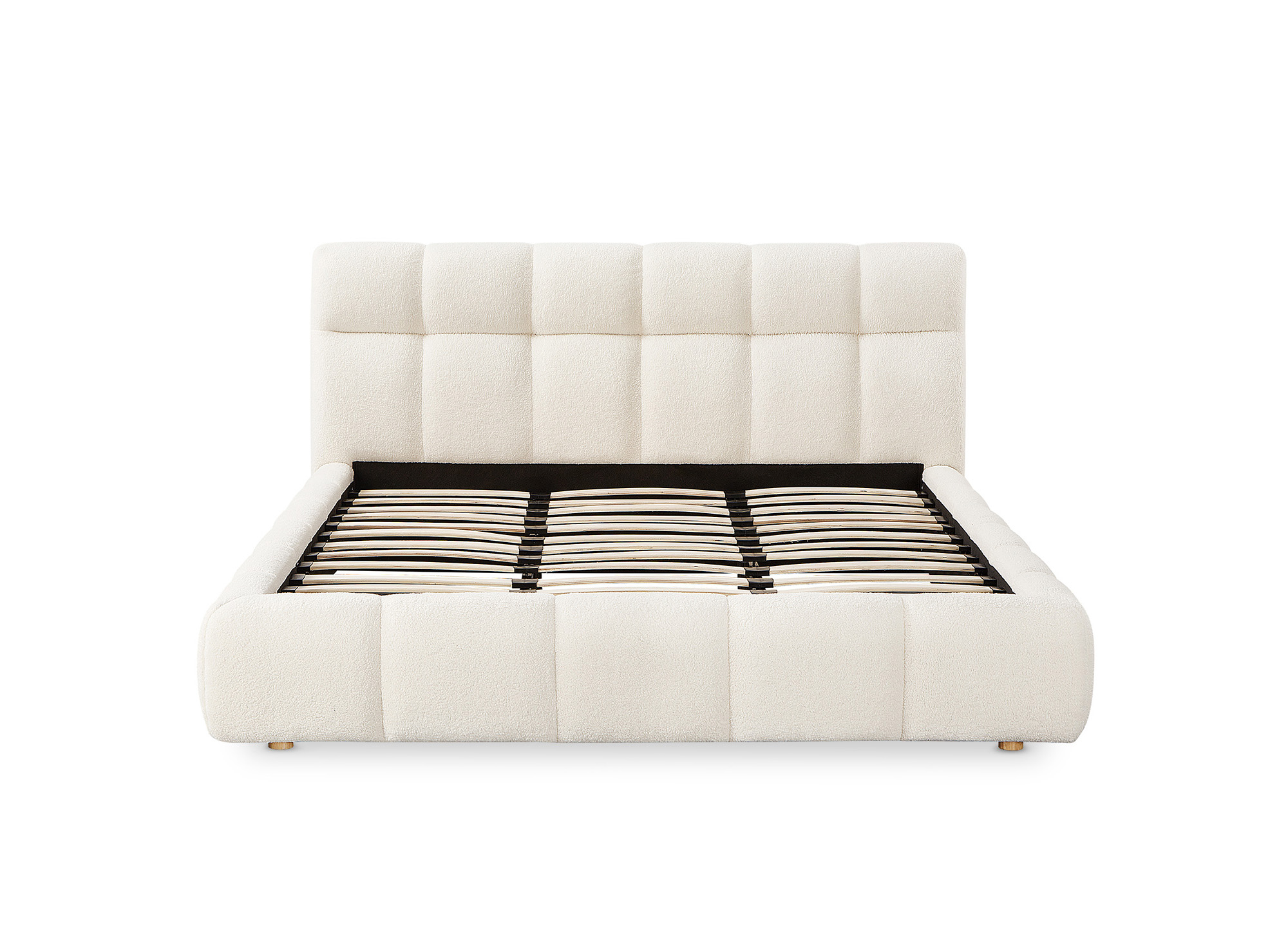 Lit double en tissu bouclette écru 140x190 cm GEORGINA