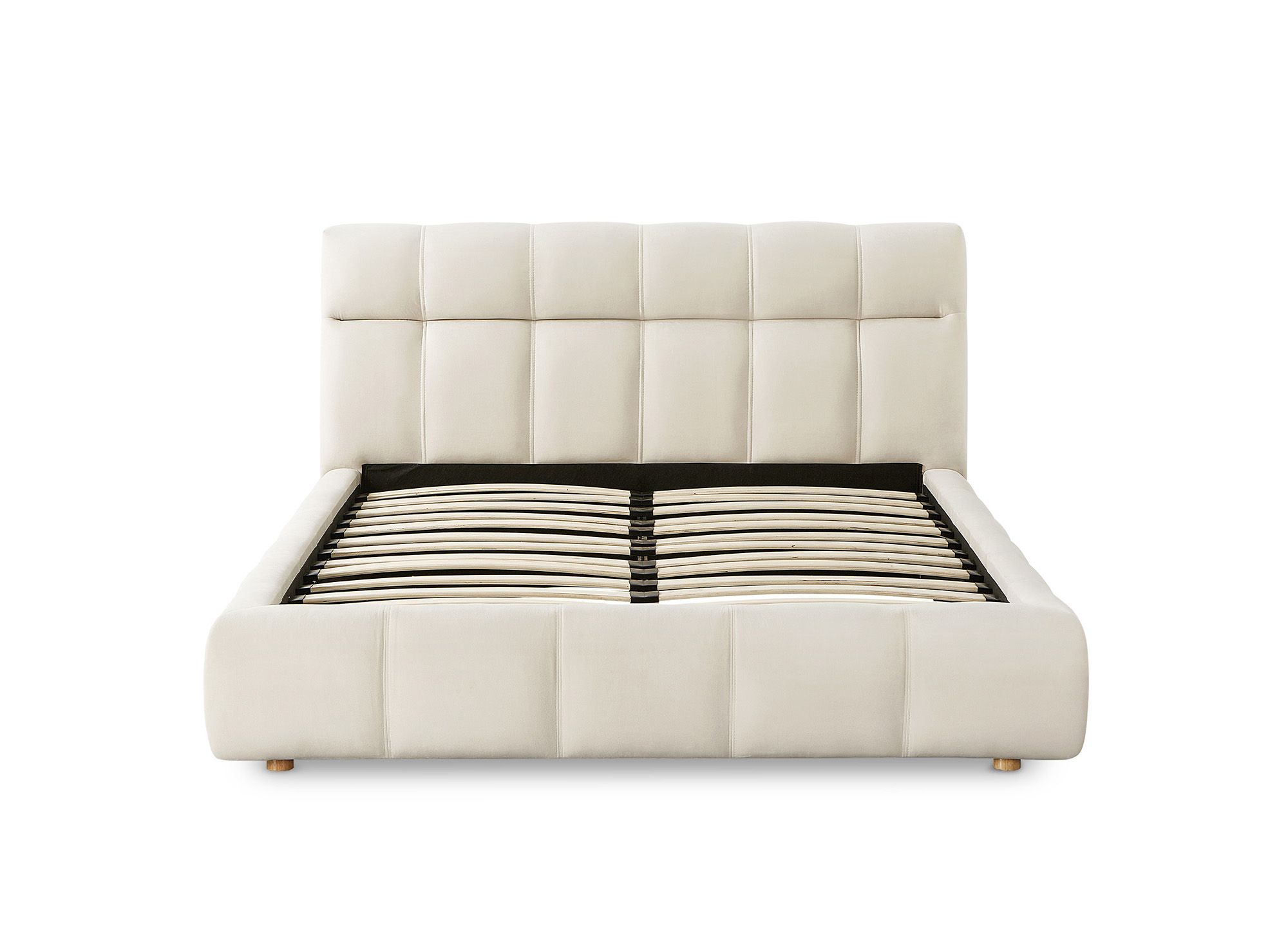 Lit double en velours beige 140x190 cm GEORGINA