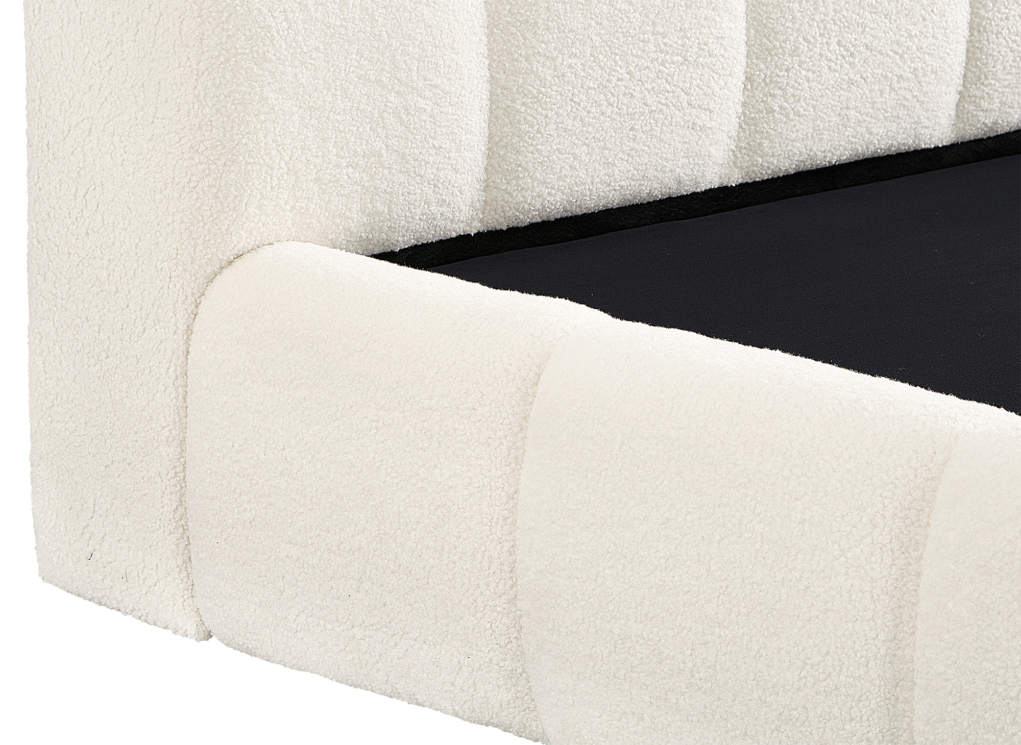 Lit coffre en tissu bouclette écru 180x200 cm GEORGINA