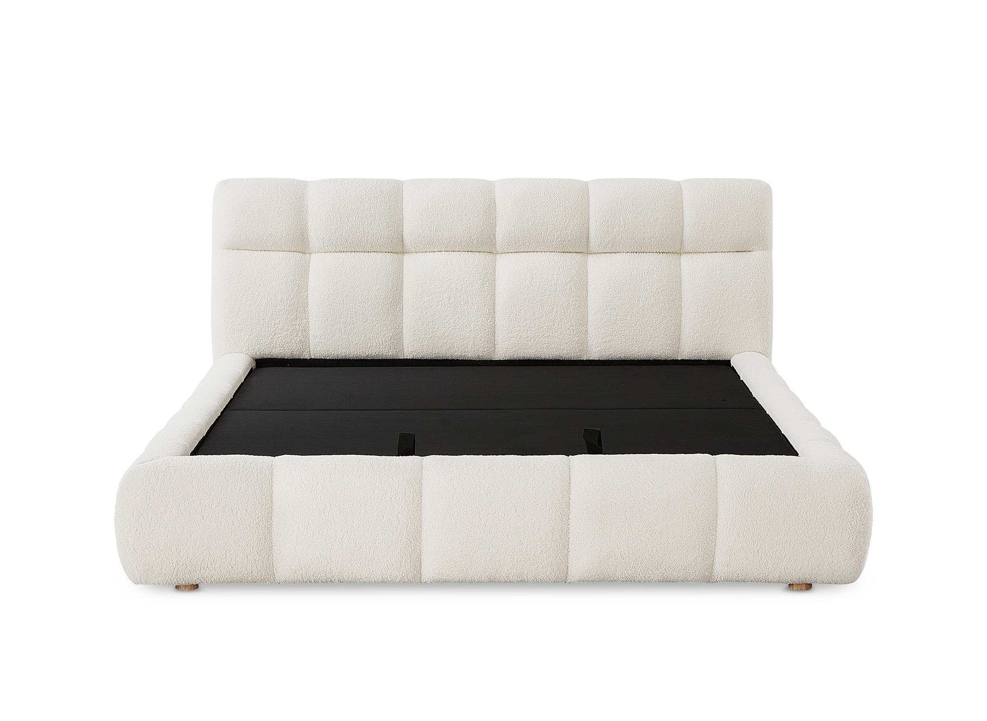 Lit coffre en tissu bouclette écru 160x200 cm GEORGINA