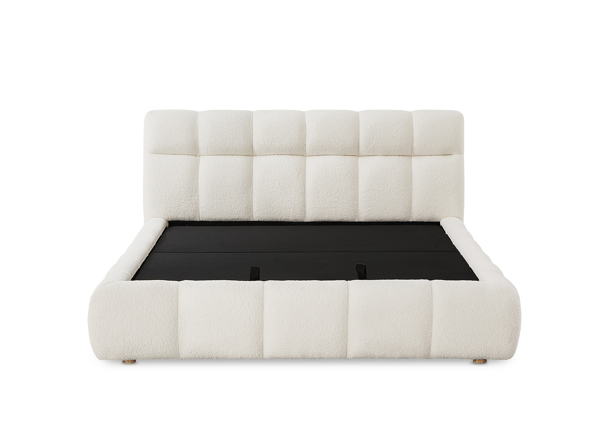 Lit coffre en tissu bouclette écru 140x190 cm GEORGINA
