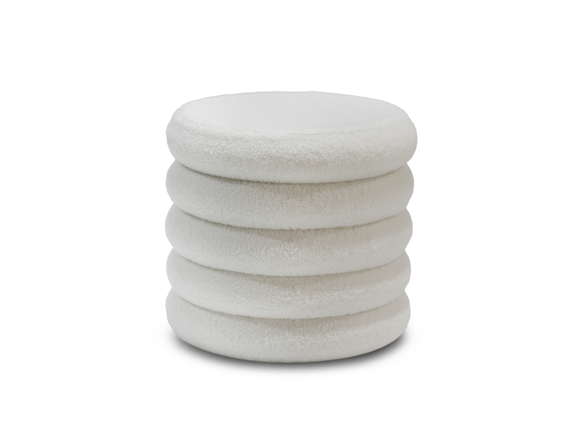 Pouf coffre en tissu effet peau de mouton écru BALTO