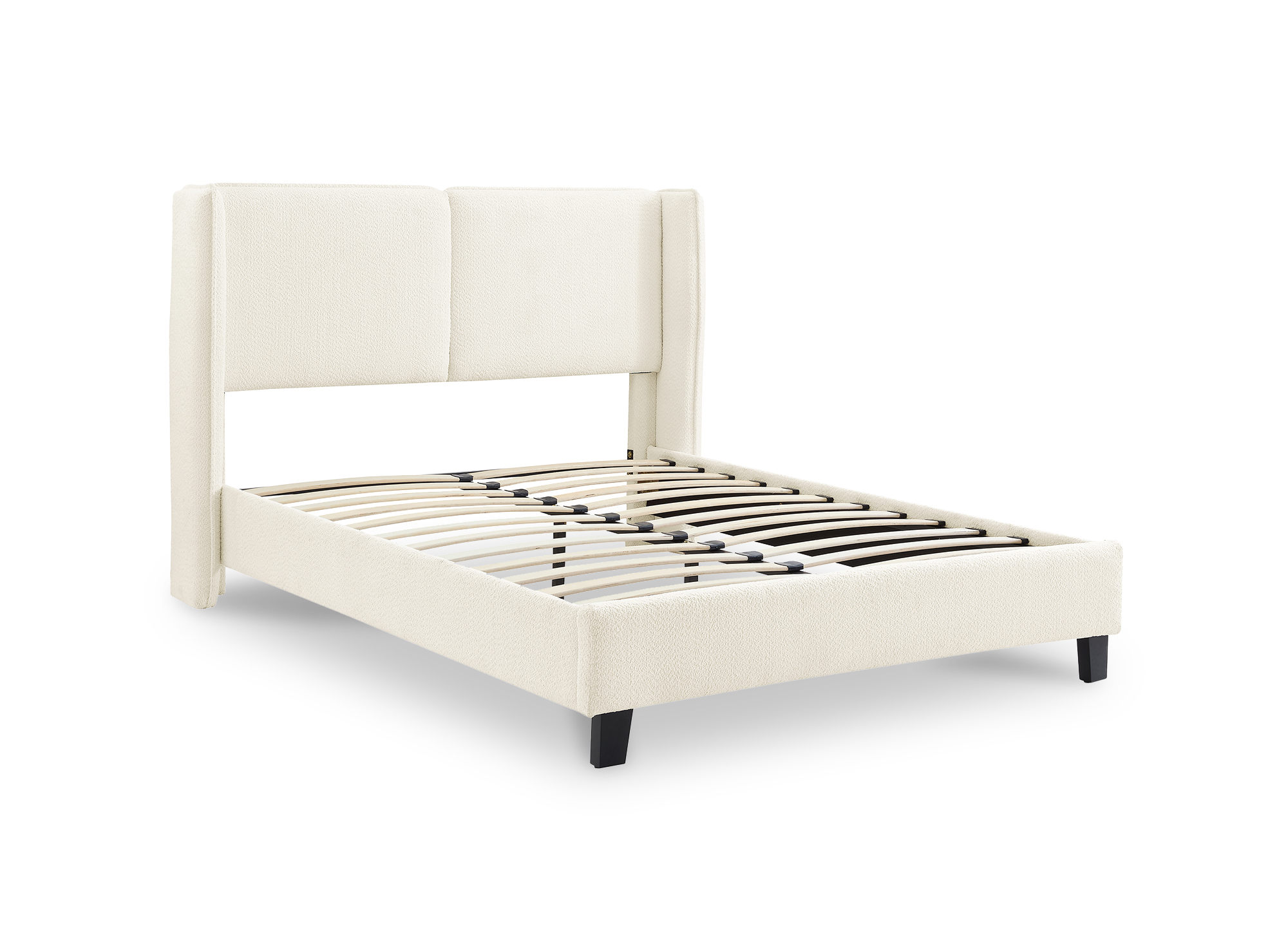 Lit double en tissu effet peau de mouton beige 140x190 cm KAYDEN