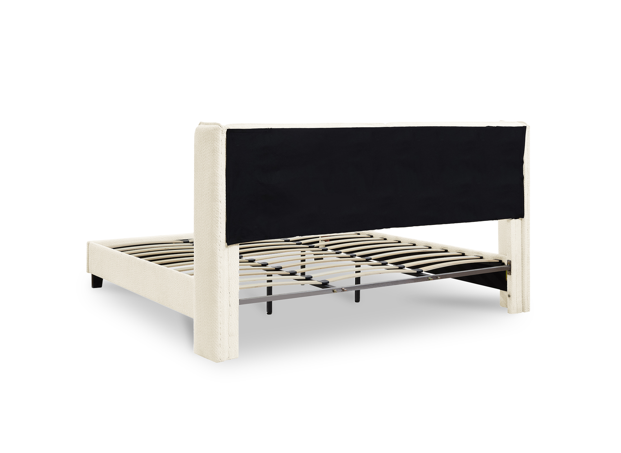 Lit double en tissu effet peau de mouton beige 180x200 cm KAYDEN