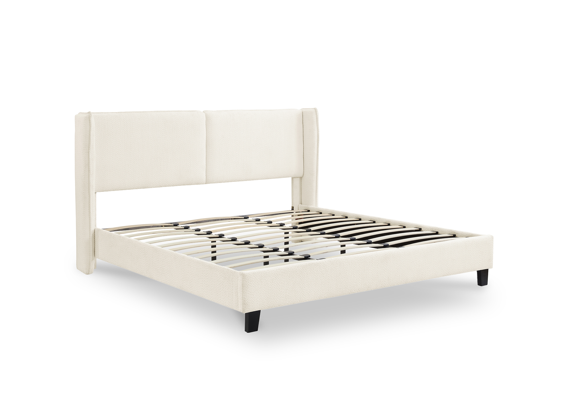 Lit double en tissu effet peau de mouton beige 180x200 cm KAYDEN