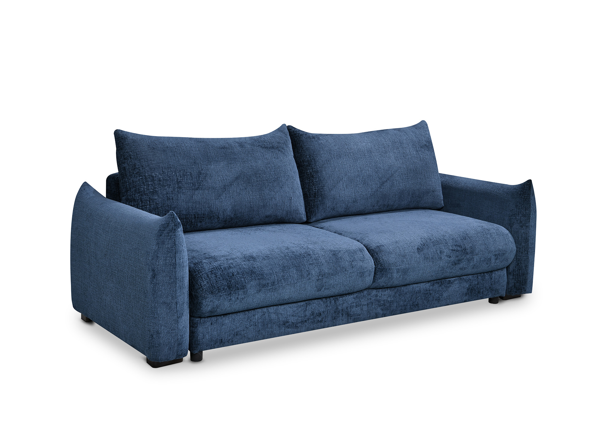 Canapé convertible avec coffre 3 places en velours chiné bleu COLBY