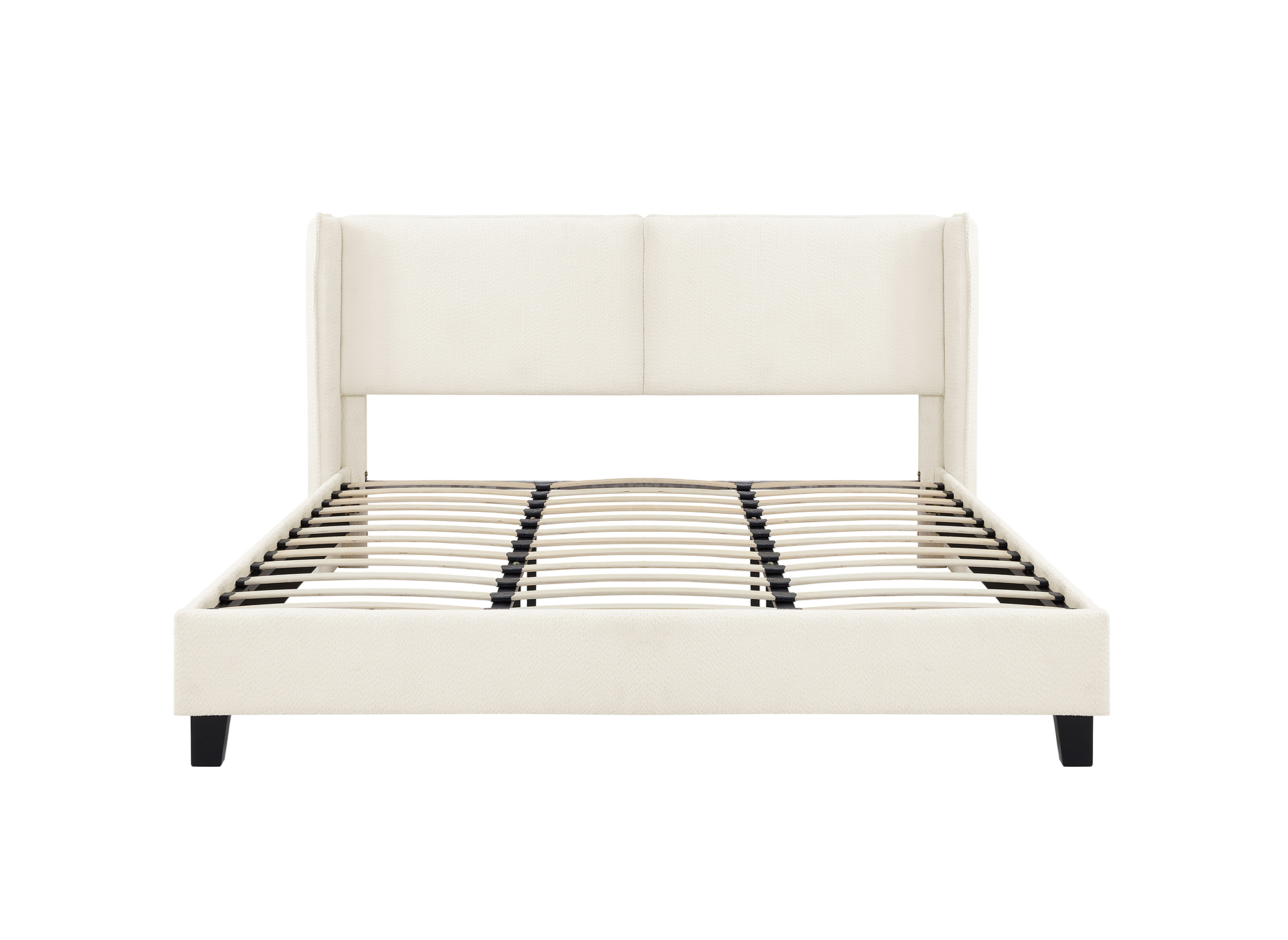 Lit double en tissu effet peau de mouton beige 180x200 cm KAYDEN