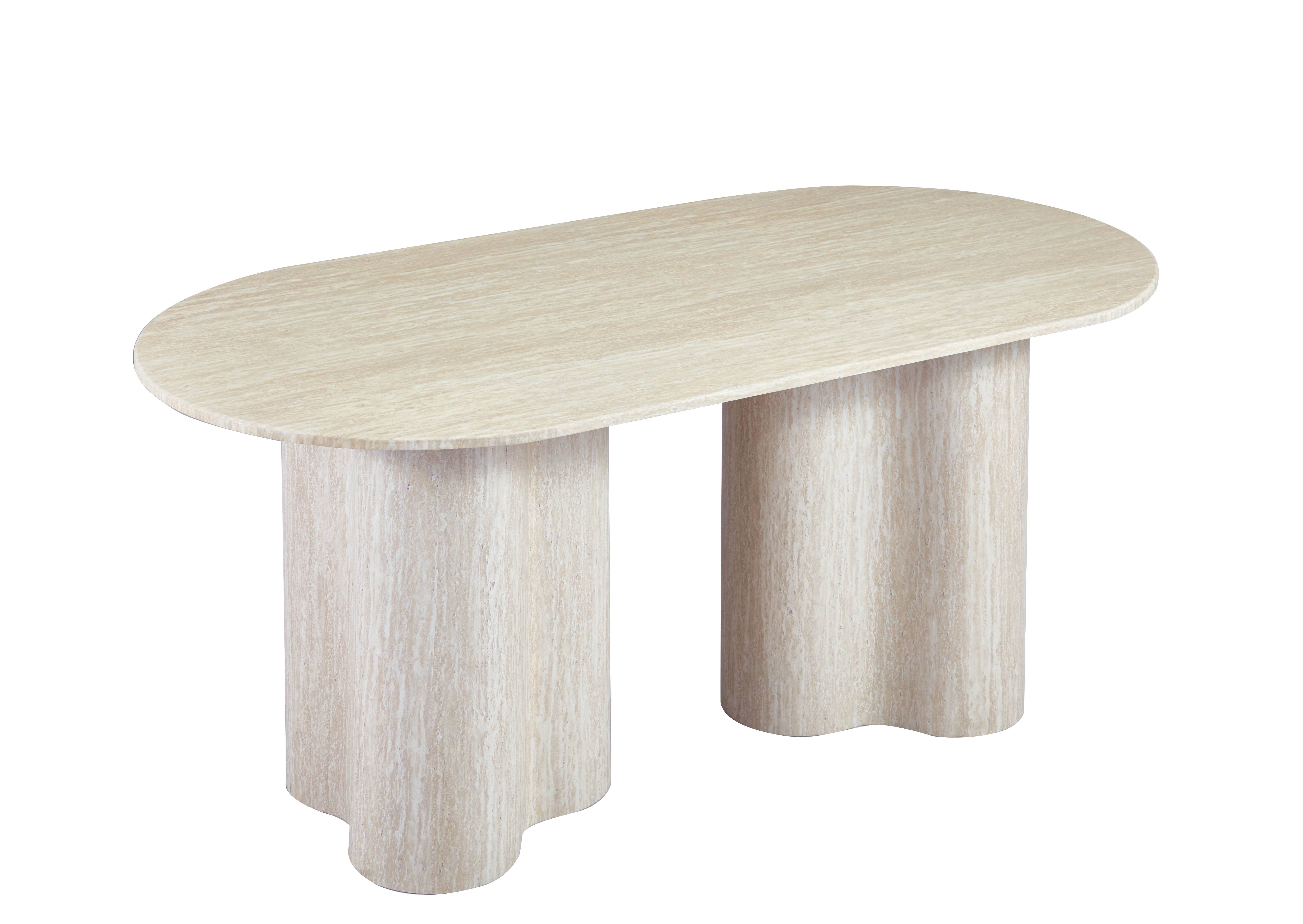 Table à manger en marbre composite beige pieds forme organique 6 personnes VANINA