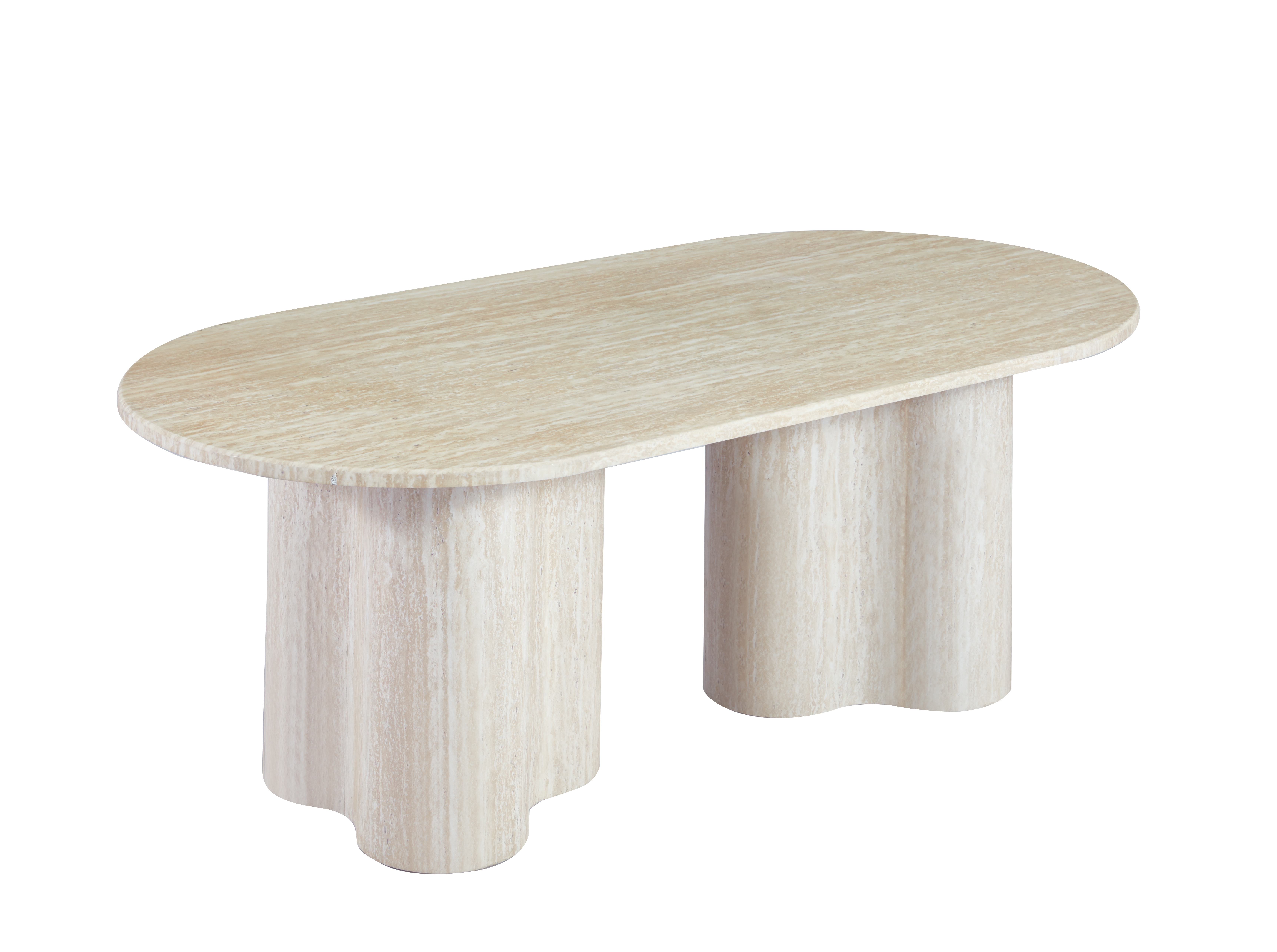 Table basse en marbre composite beige pieds forme organique VANINA