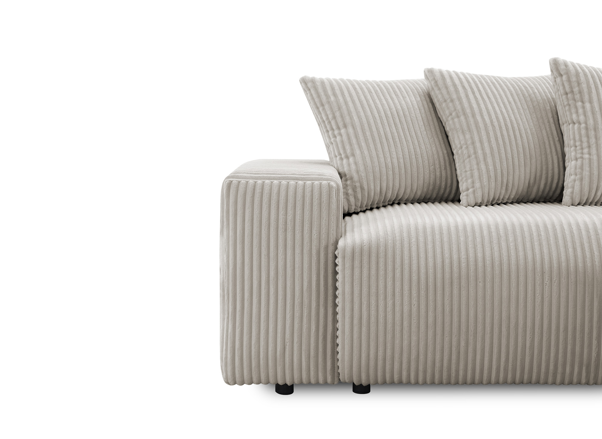 Canapé d'angle réversible convertible avec coffre en velours côtelé épais taupe NOELIA