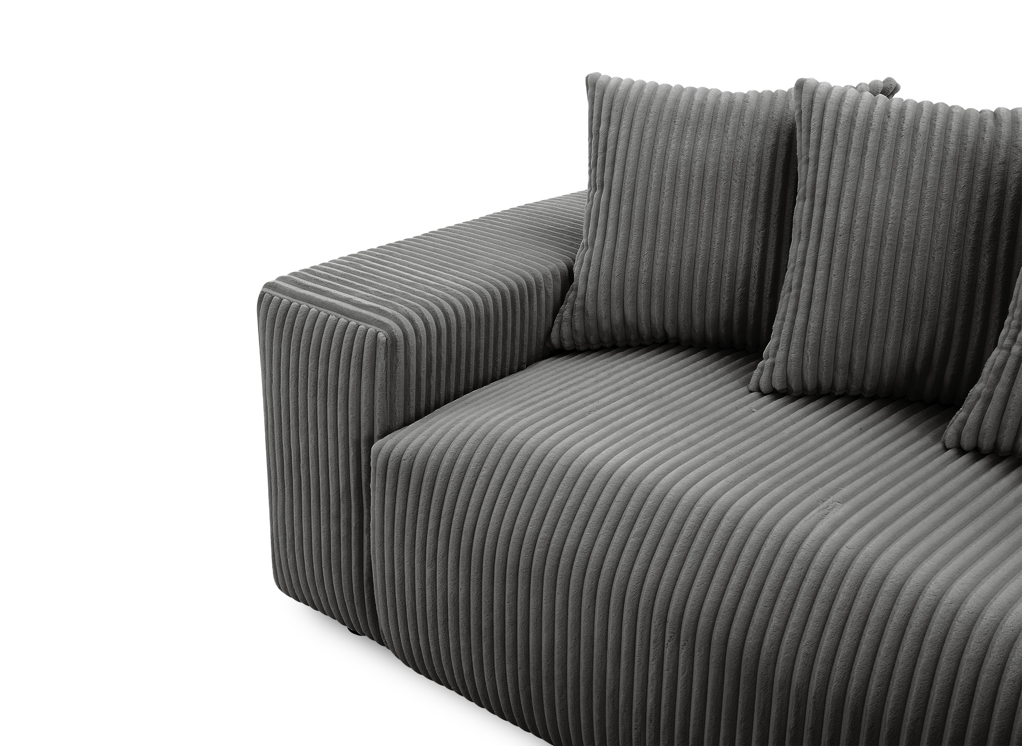 Canapé d'angle réversible convertible avec coffre en velours côtelé épais gris NOELIA
