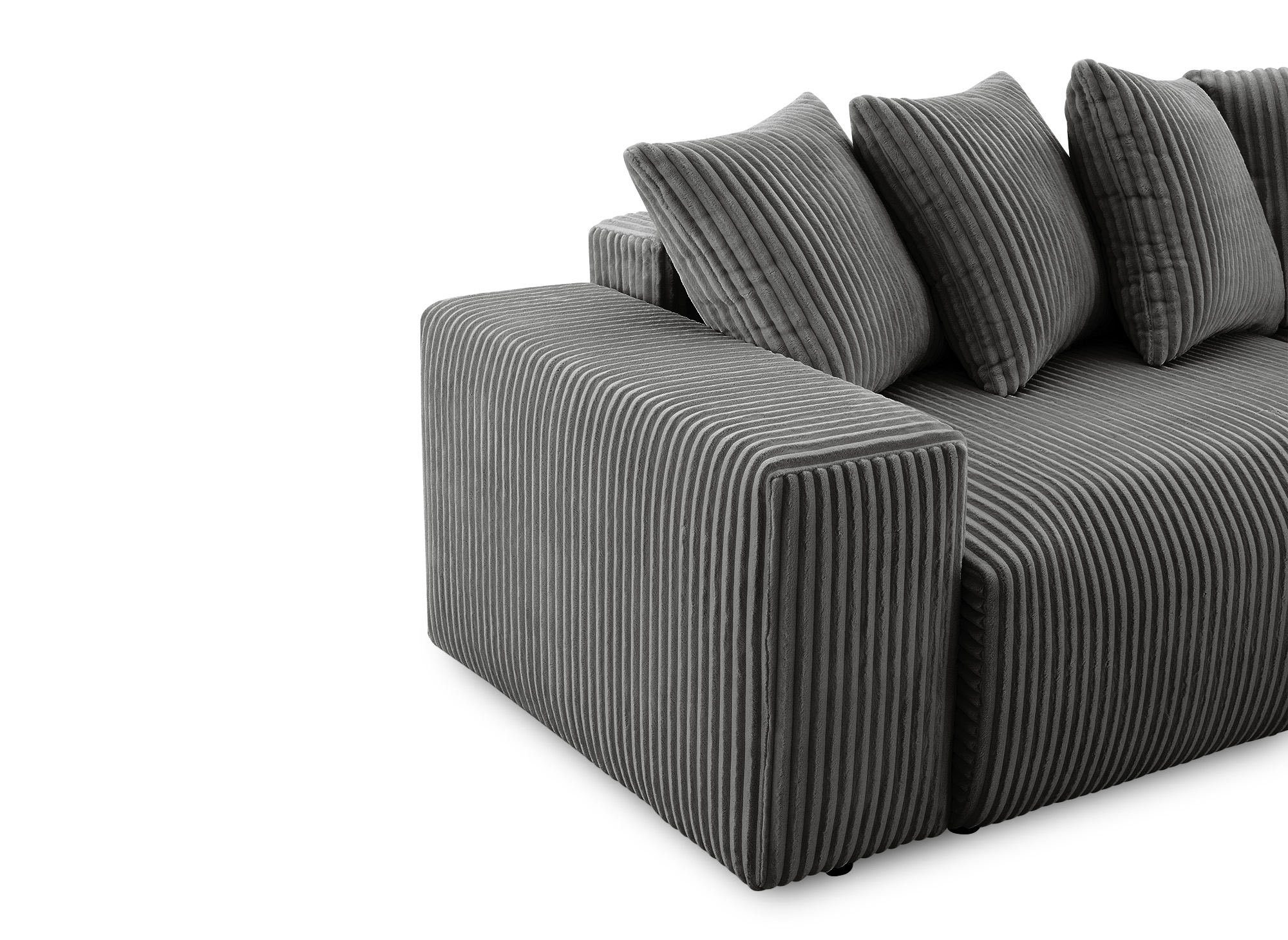 Canapé d'angle réversible convertible avec coffre en velours côtelé épais gris NOELIA