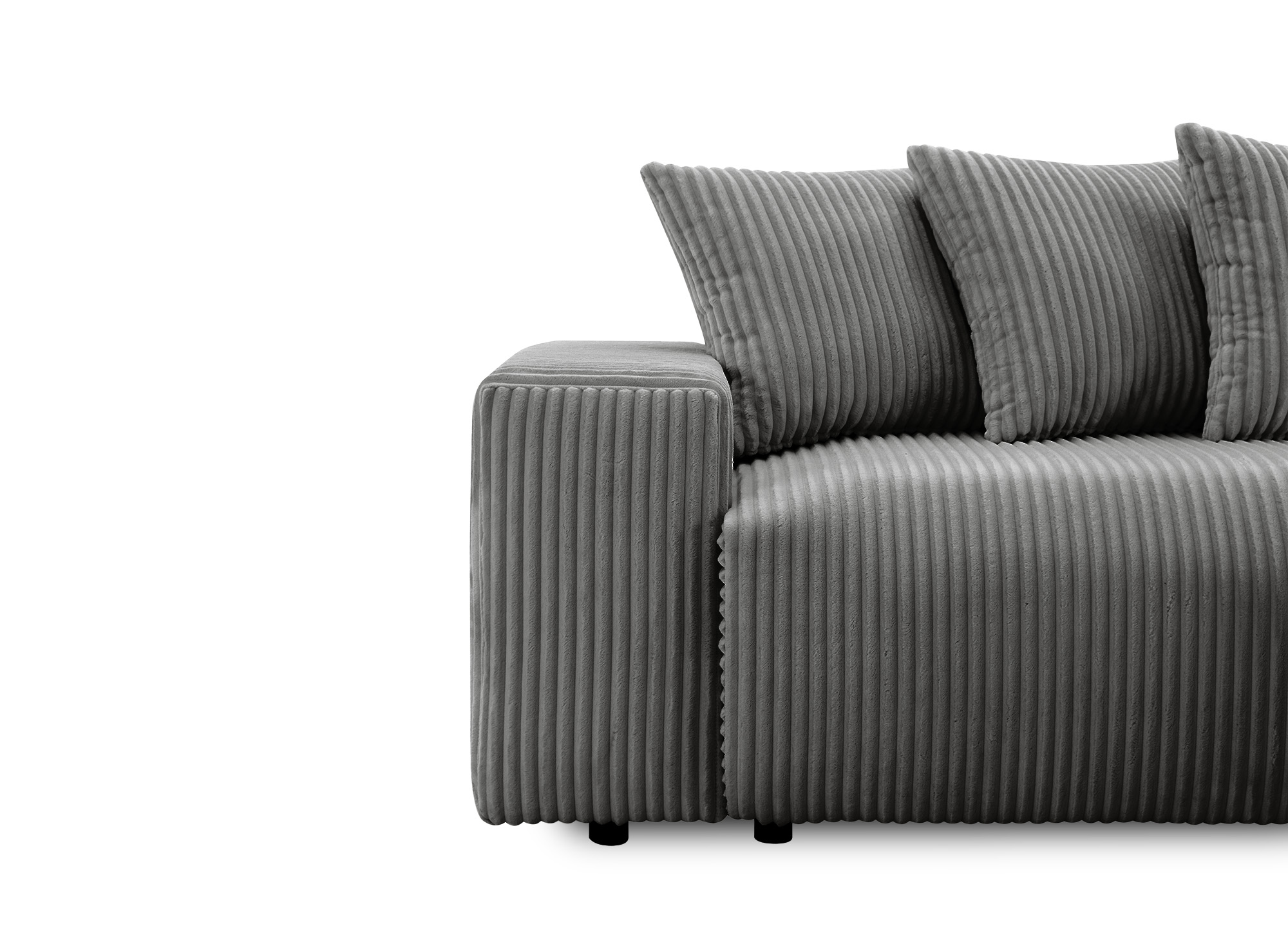 Canapé d'angle réversible convertible avec coffre en velours côtelé épais gris NOELIA