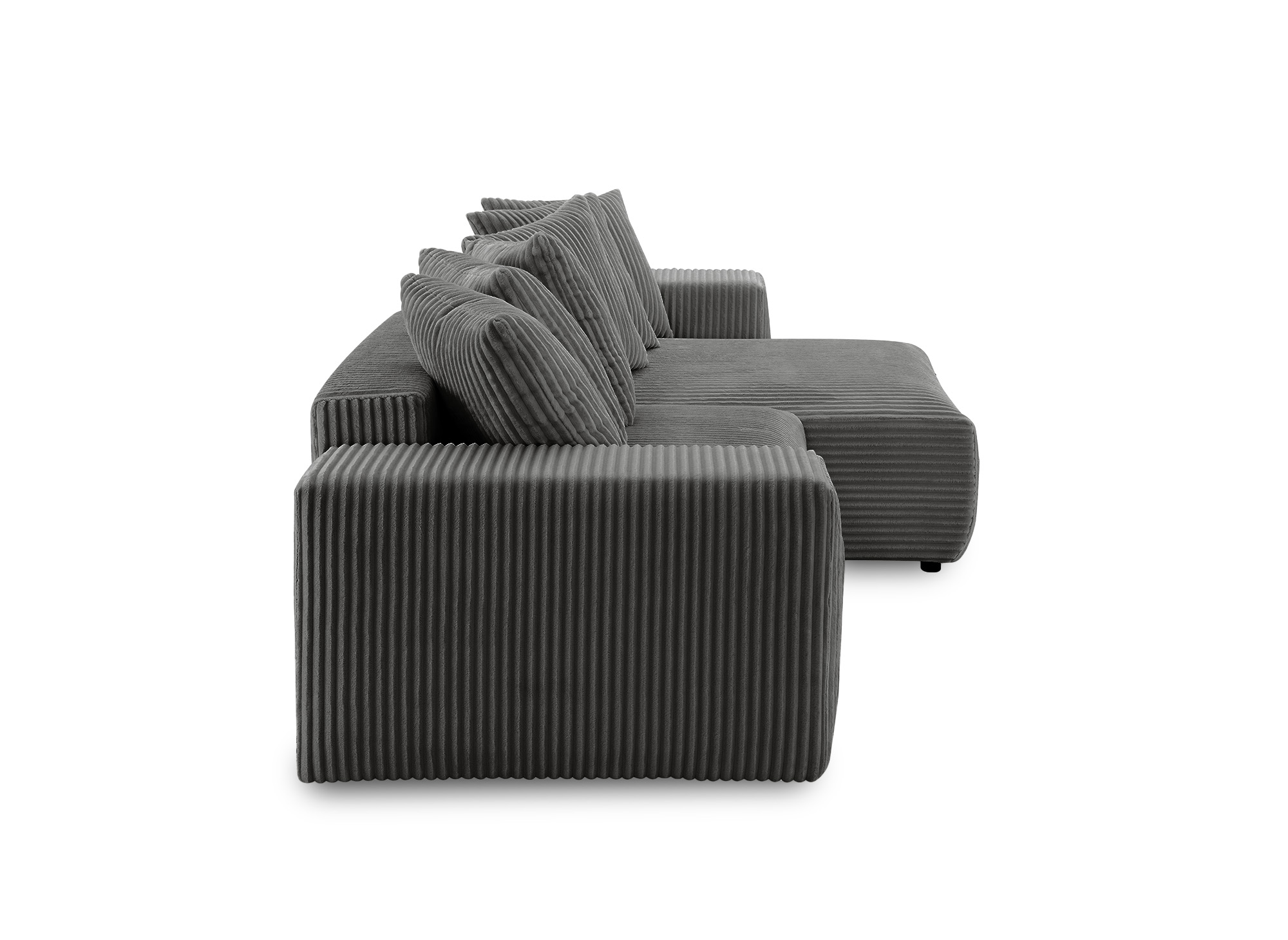 Canapé d'angle réversible convertible avec coffre en velours côtelé épais gris NOELIA