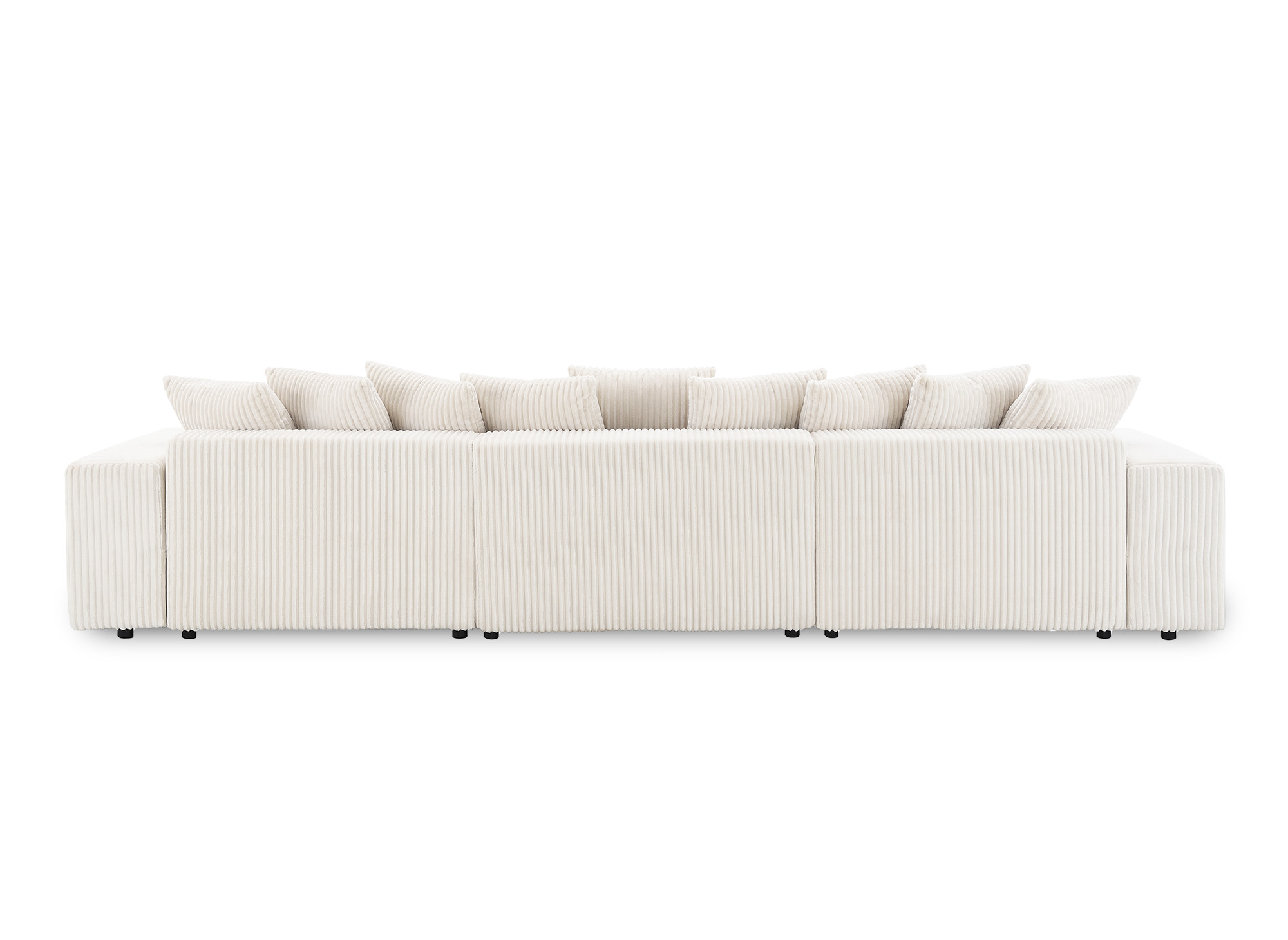 Canapé panoramique réversible convertible avec coffre en velours côtelé épais beige NOELIA