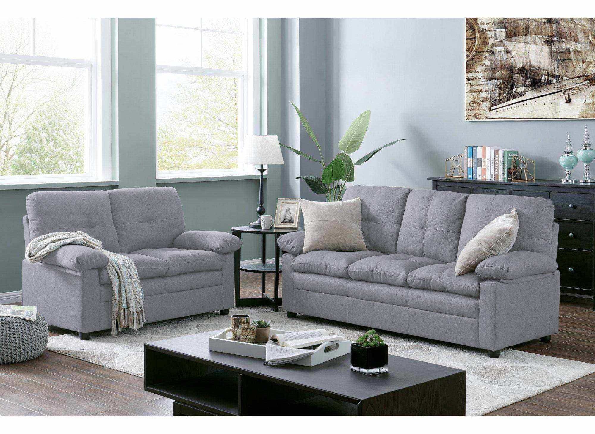 Canape 3 places en tissu gris clair fenix - DECOINPARIS