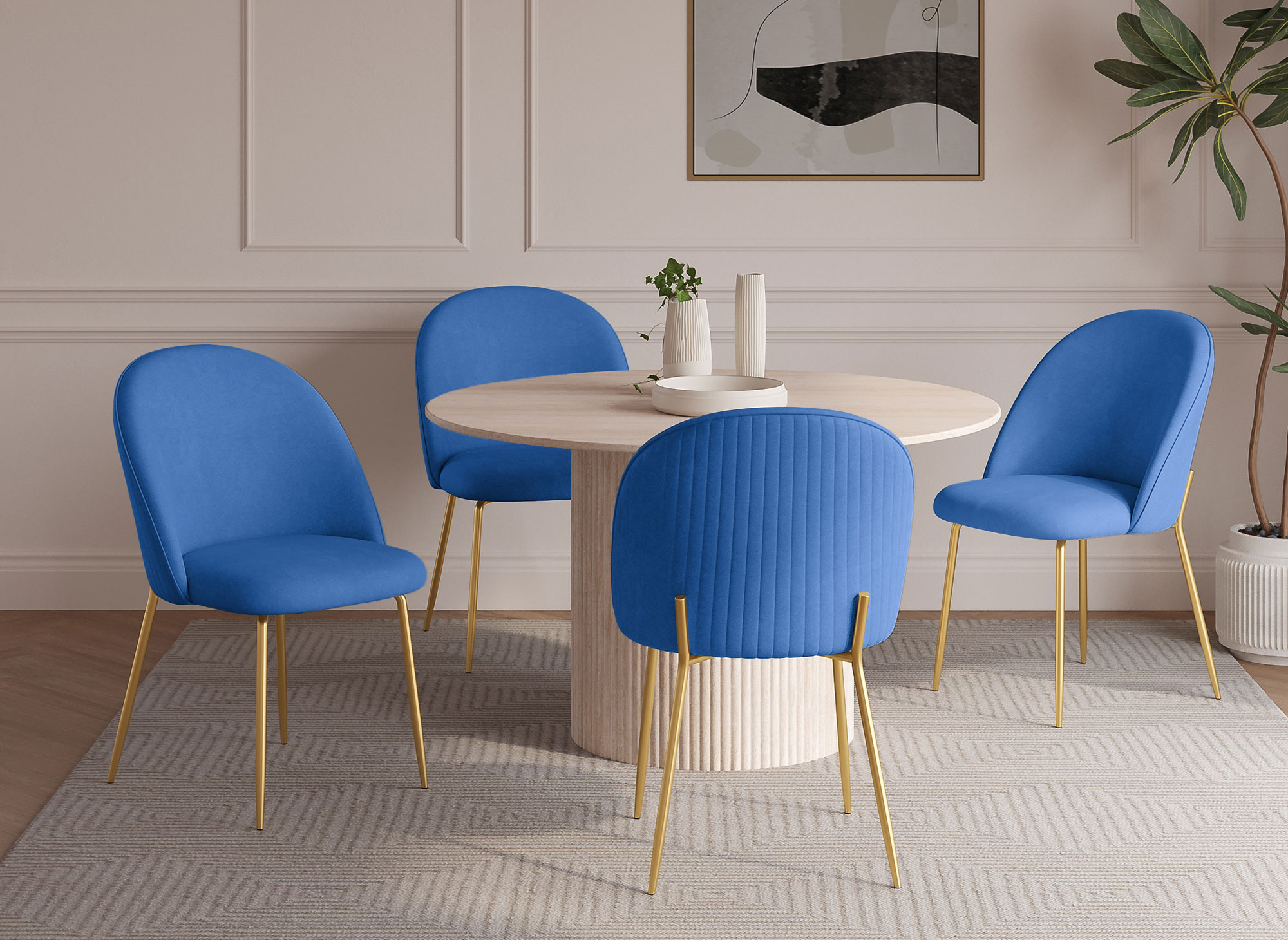 Lot de 2 chaises design en velours bleu ARABEL