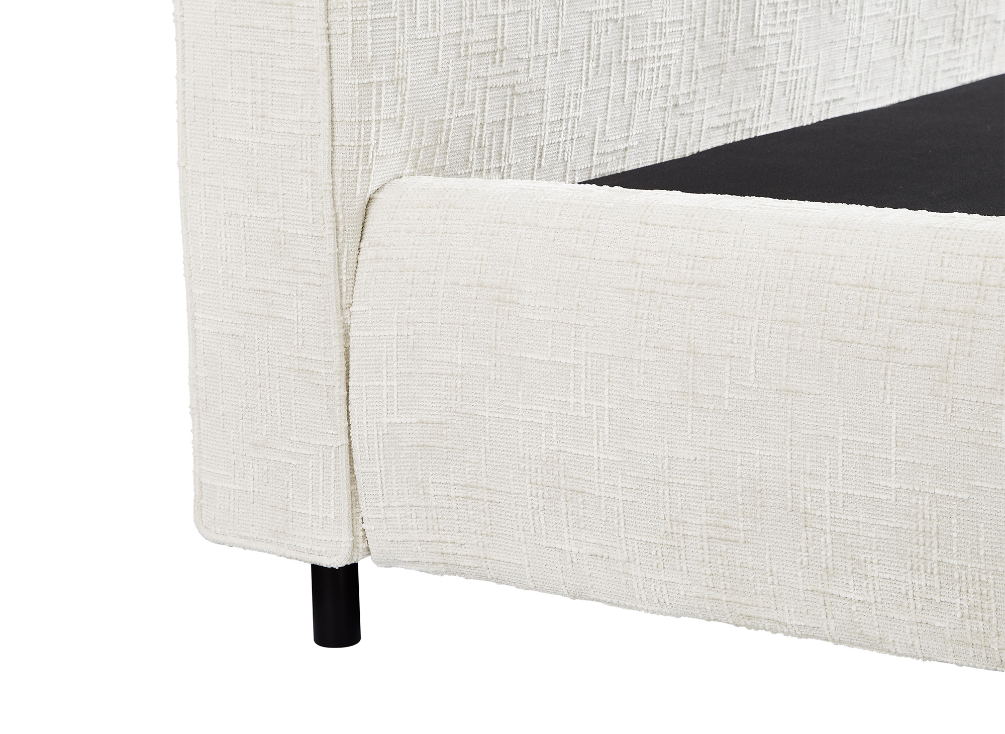 Lit coffre en velours chiné beige 140x190cm MELO