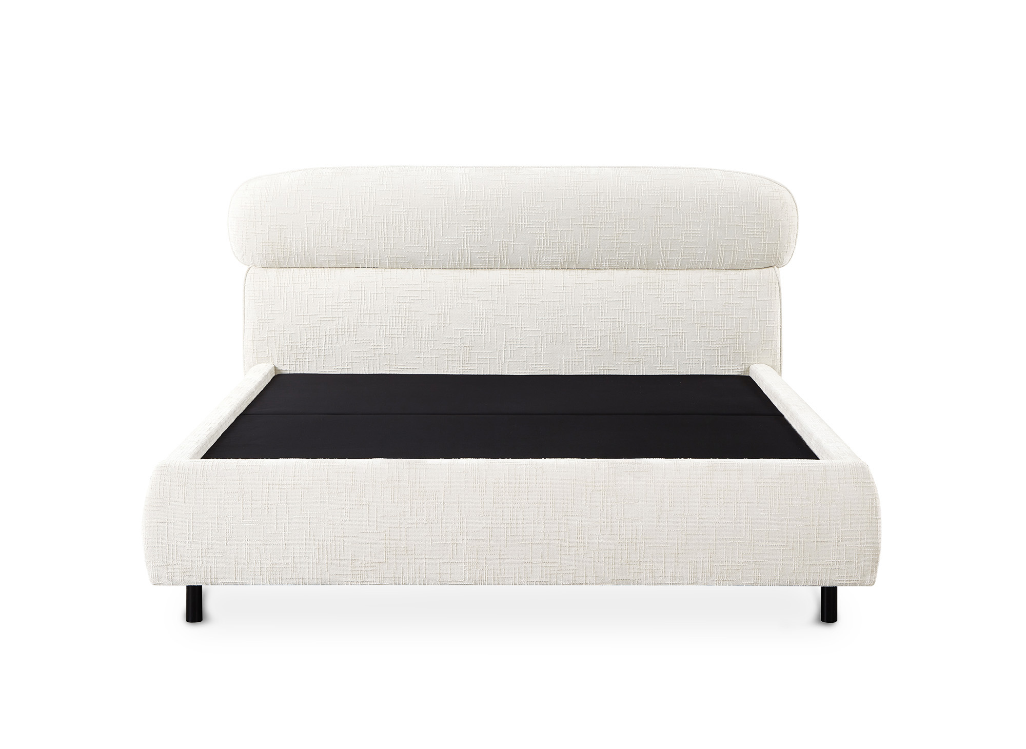 Lit coffre en velours chiné beige 140x190cm MELO