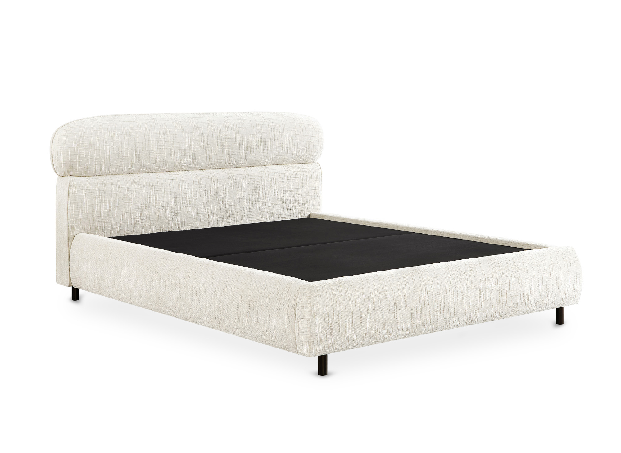 Lit coffre en velours chiné beige 140x190cm MELO