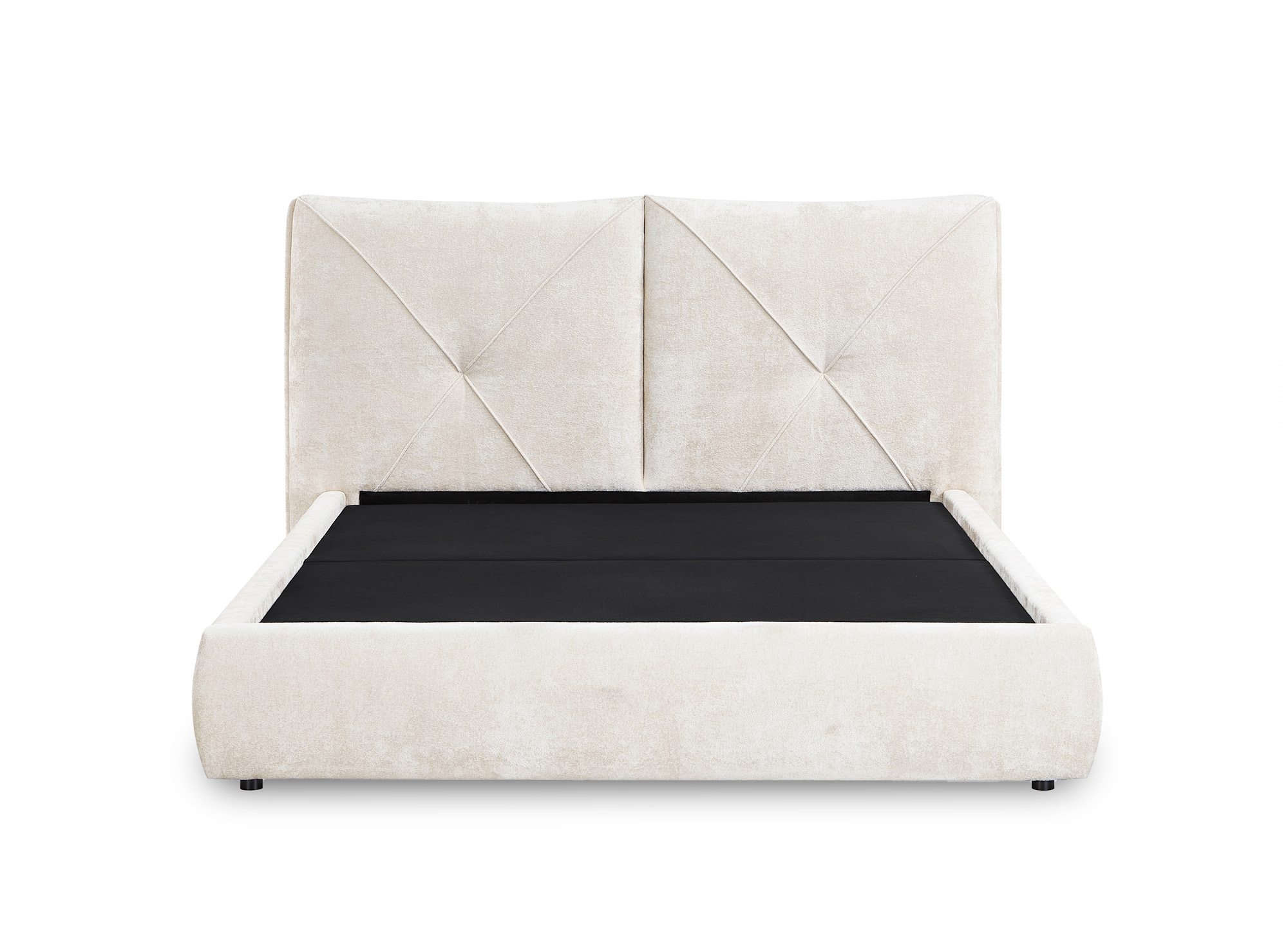 Lit coffre en tissu bouclette doux beige 160x200 cm NOAH