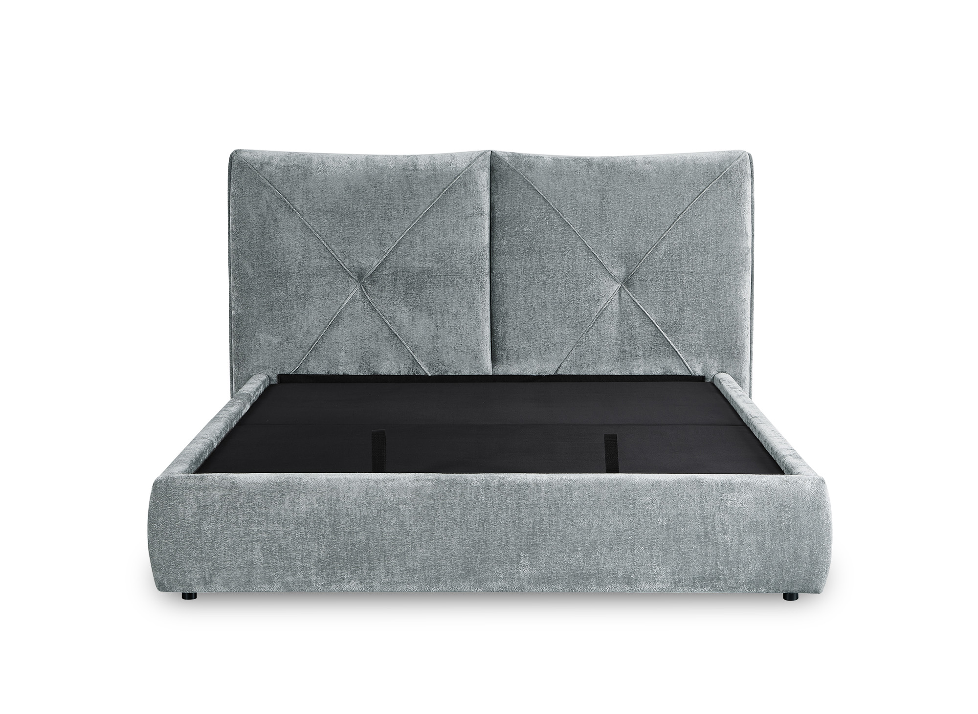 Lit coffre en tissu bouclette doux gris 160x200 cm NOAH