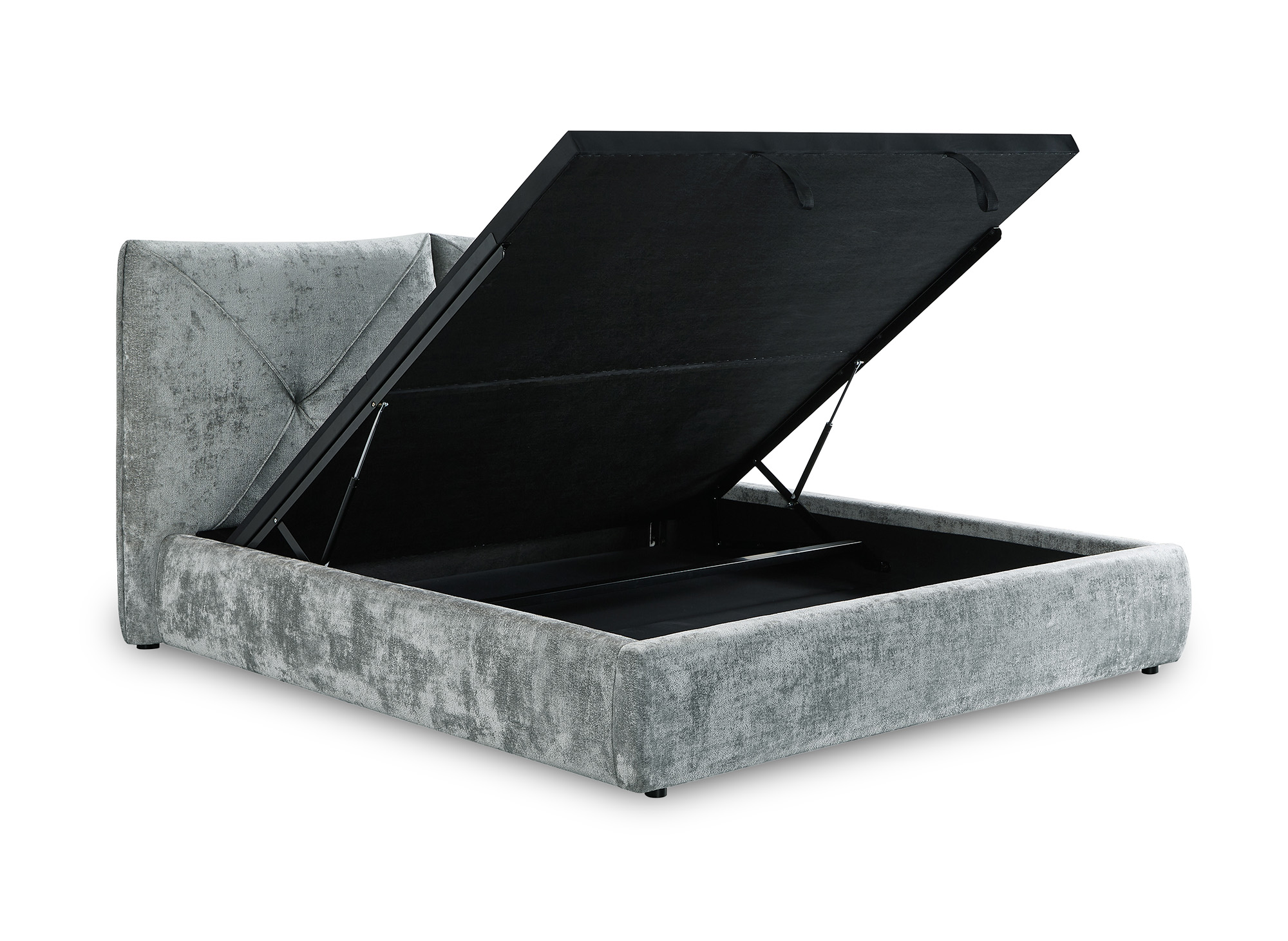 Lit coffre en tissu bouclette doux gris 160x200 cm NOAH