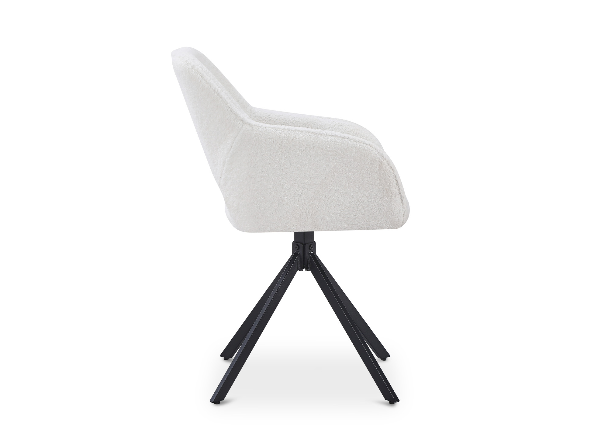Lot de 2 chaises pivotantes design en  tissu bouclette blanc écru CIEL