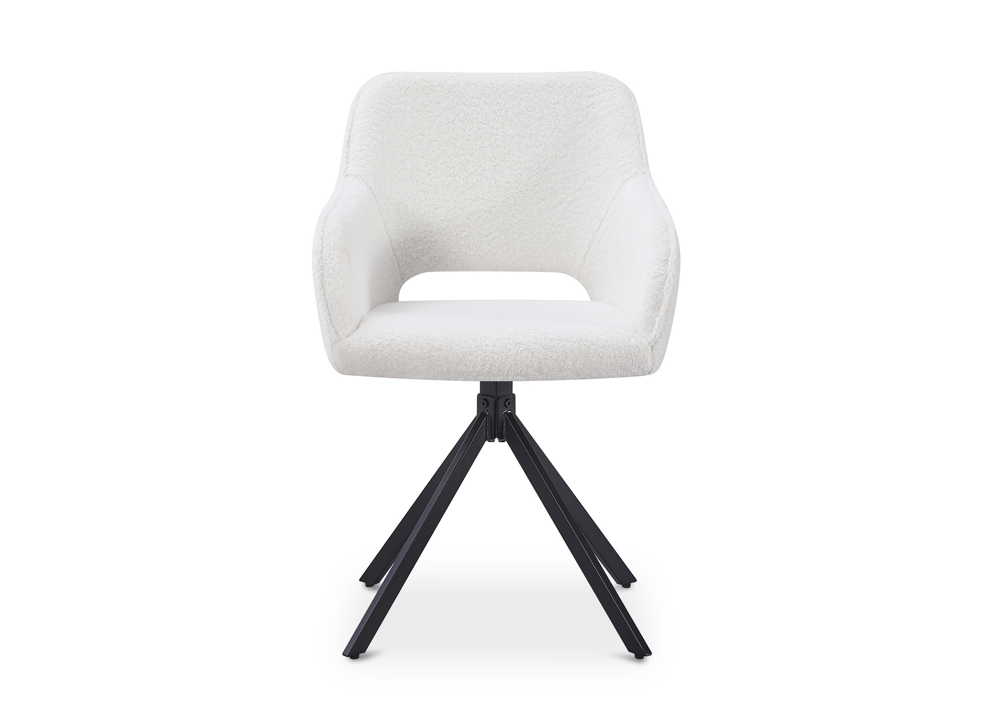Lot de 2 chaises pivotantes design en  tissu bouclette blanc écru CIEL