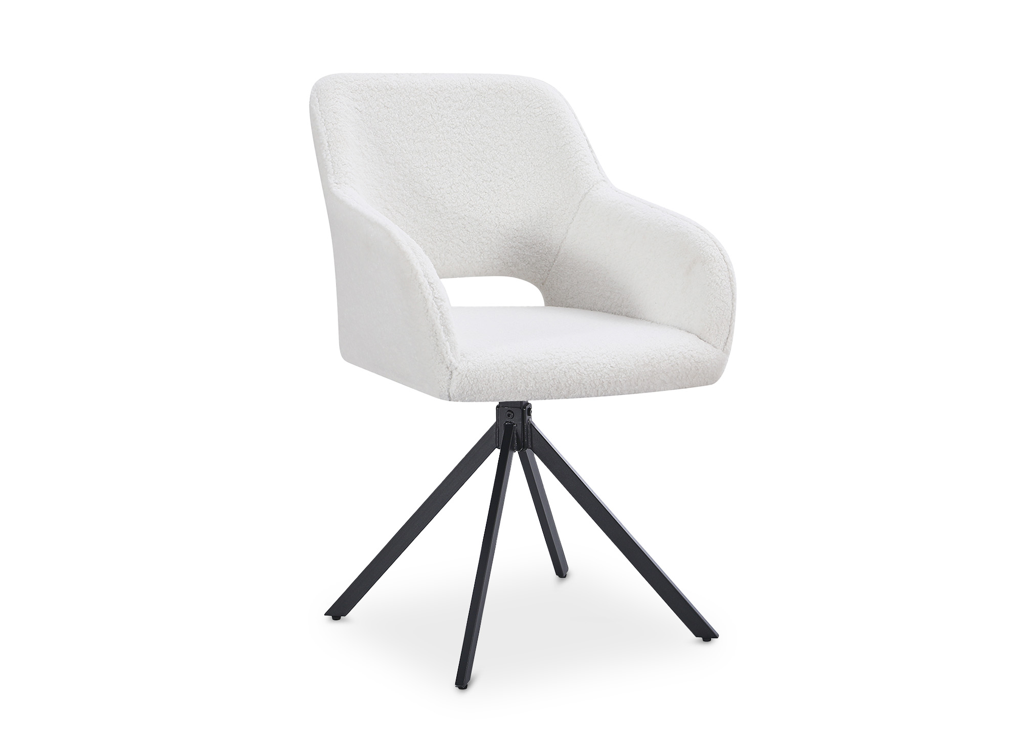 Lot de 2 chaises pivotantes design en  tissu bouclette blanc écru CIEL