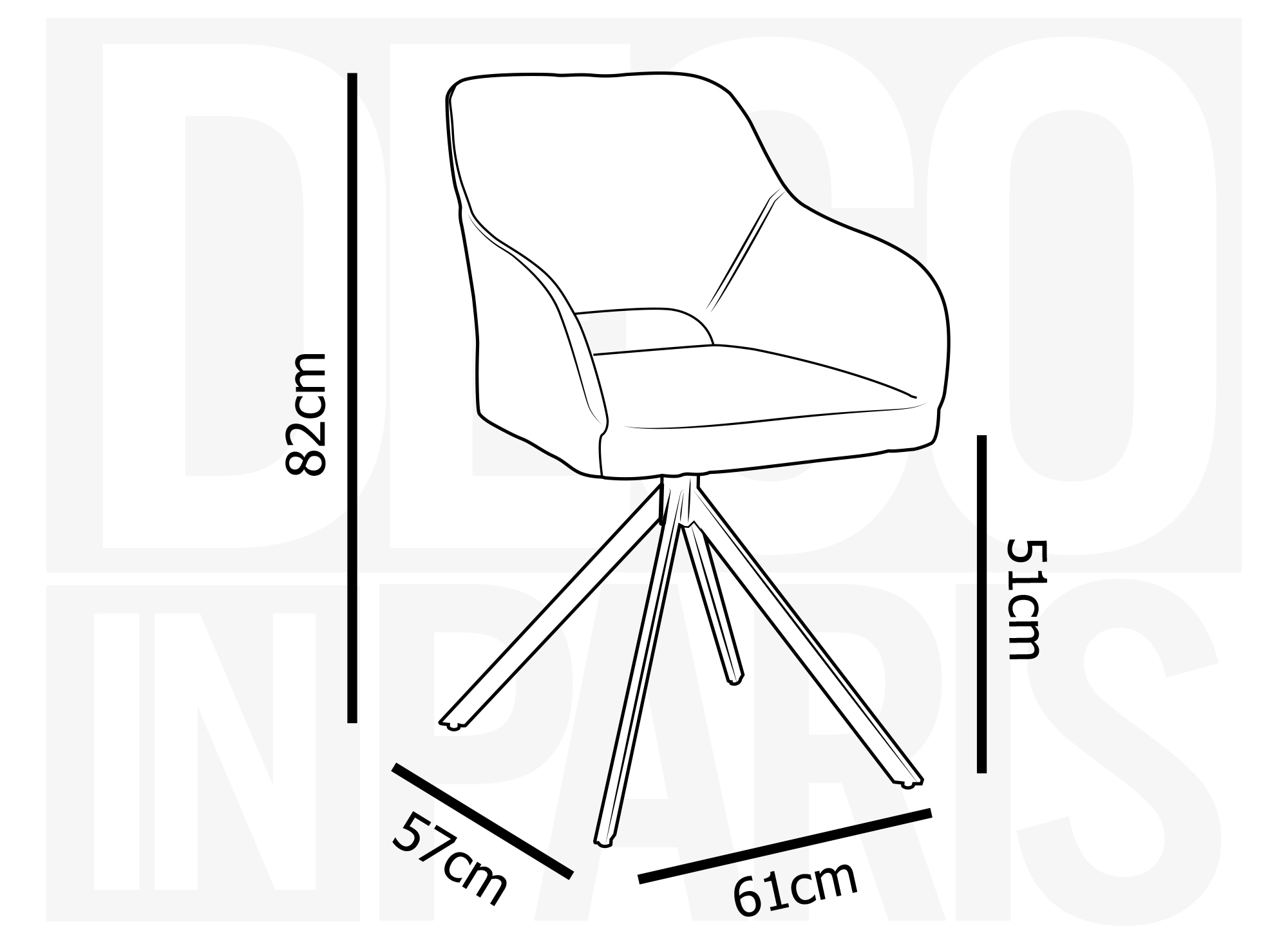 Lot de 2 chaises pivotantes design en  tissu bouclette gris CIEL