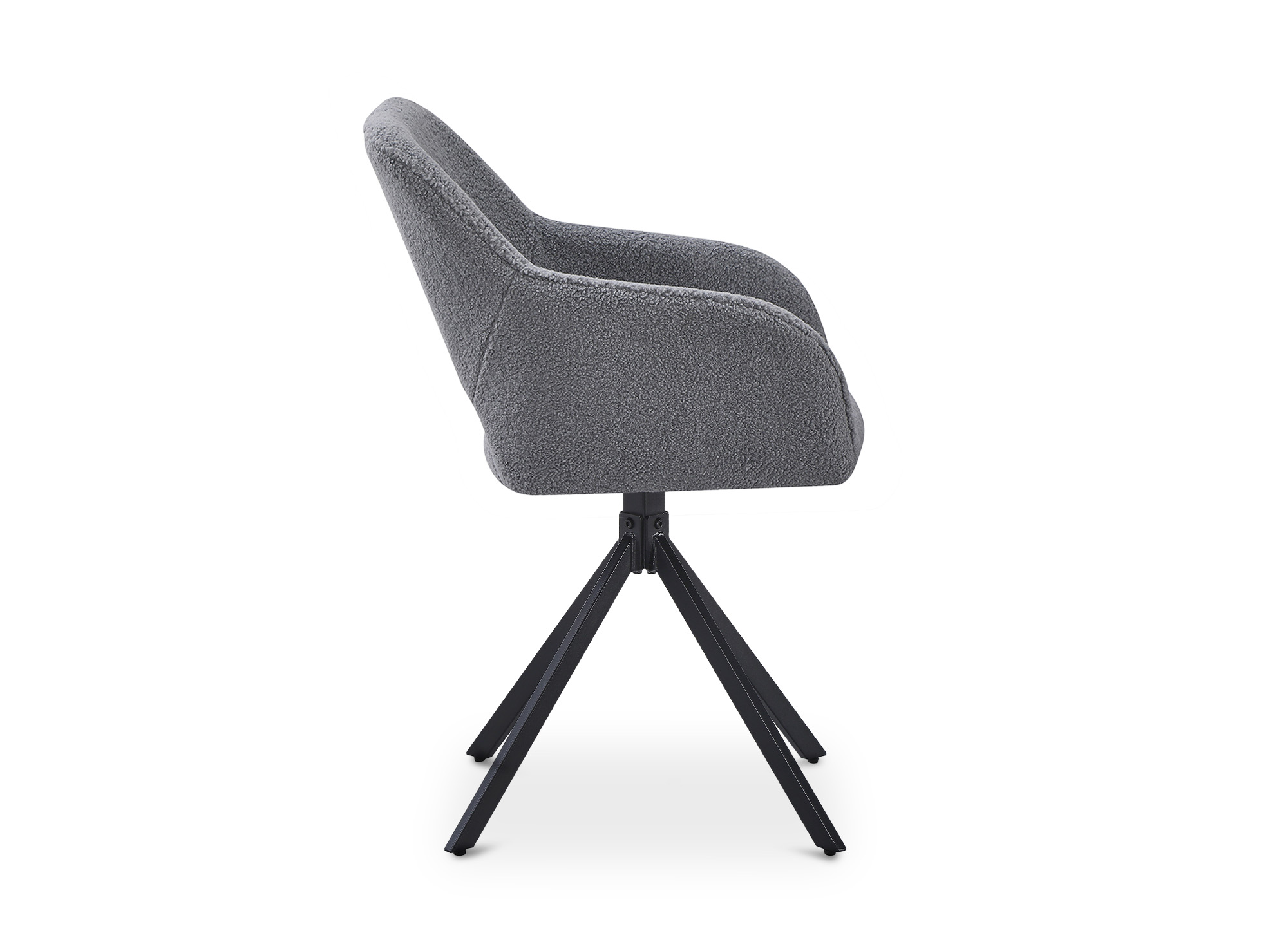 Lot de 2 chaises pivotantes design en  tissu bouclette gris CIEL