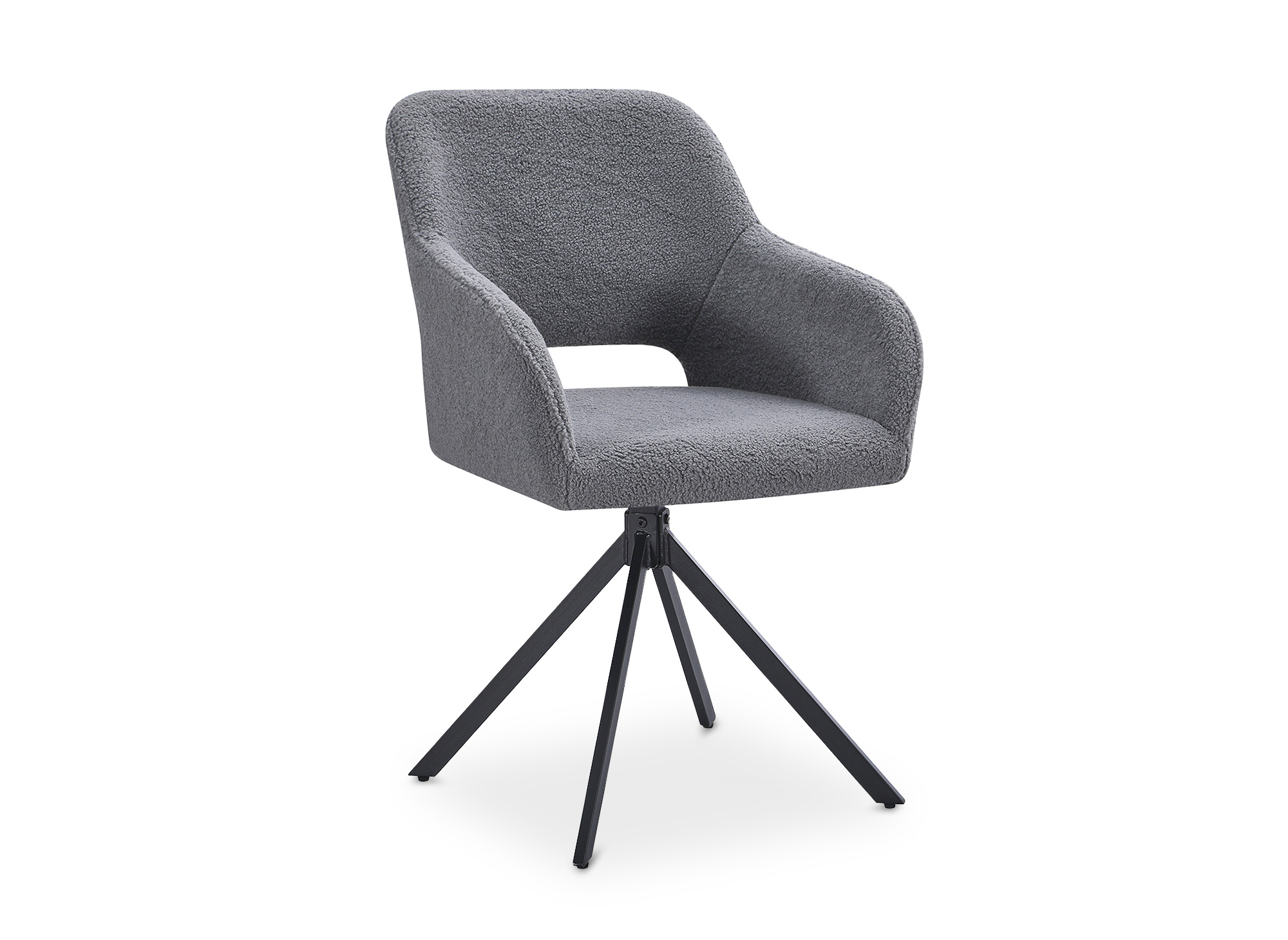 Lot de 2 chaises pivotantes design en  tissu bouclette gris CIEL