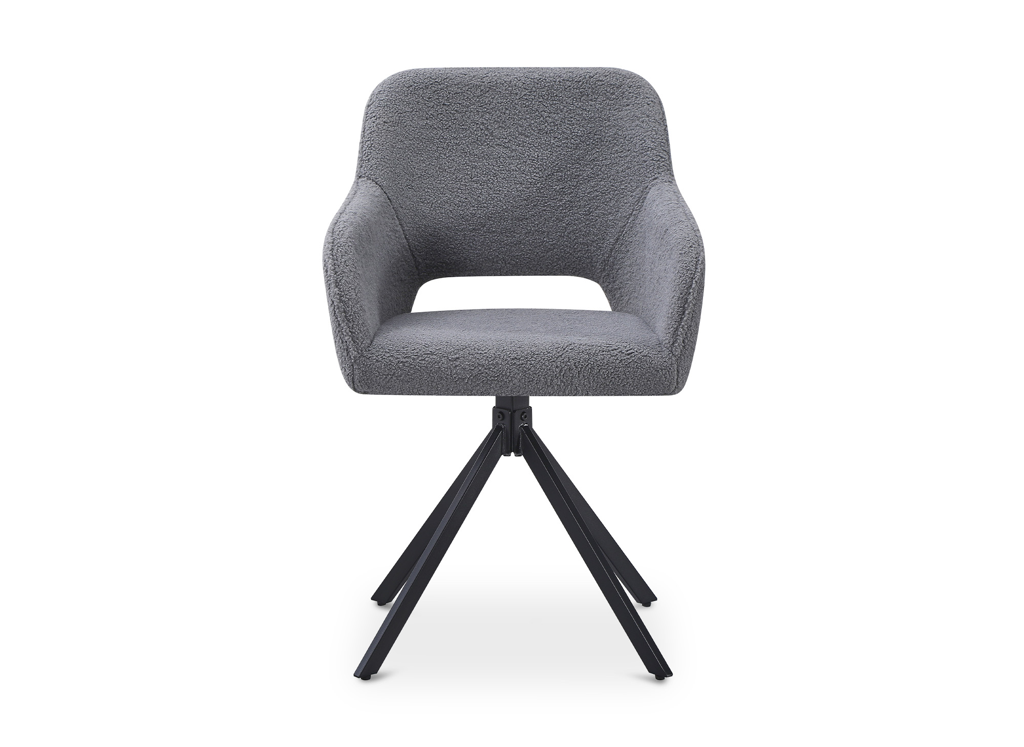 Lot de 2 chaises pivotantes design en  tissu bouclette gris CIEL
