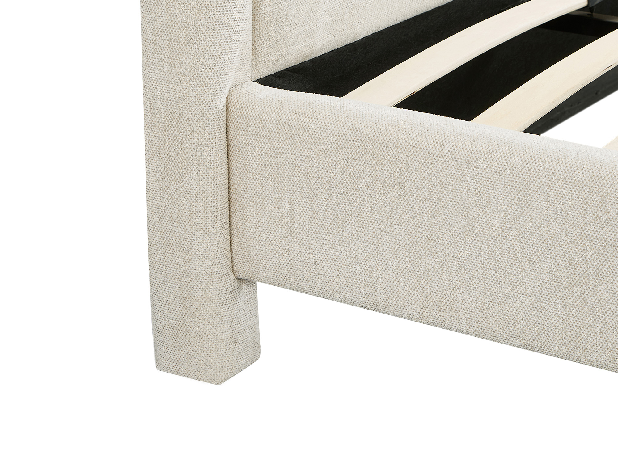 Lit double en tissu doux beige 160 x200 cm ANELA